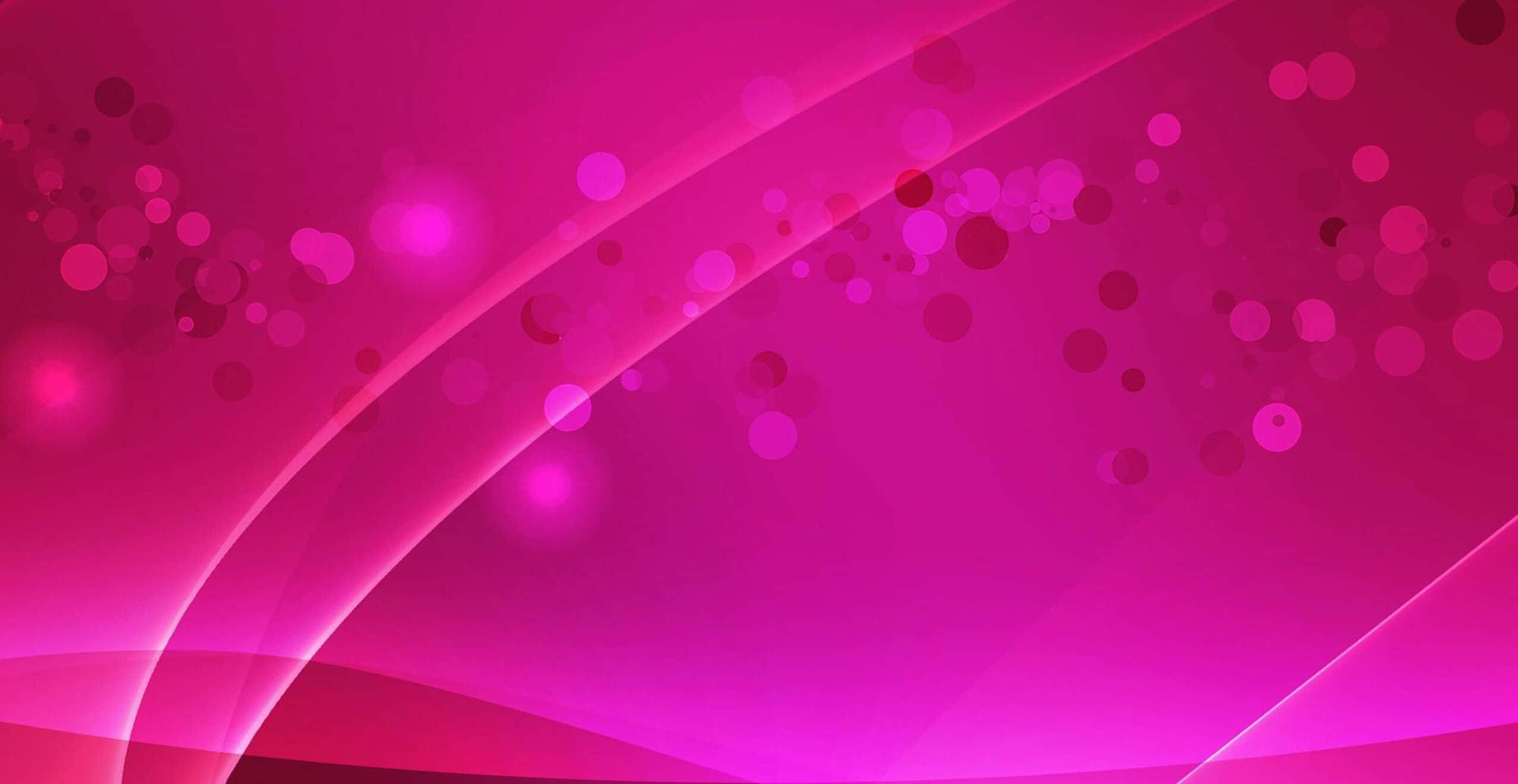 Pink Abstract 桌布 壁紙 — 充滿活力的粉紅色抽象背景，帶有發光的散景圓圈和流動的曲線，營造出動態的數位藝術場景。