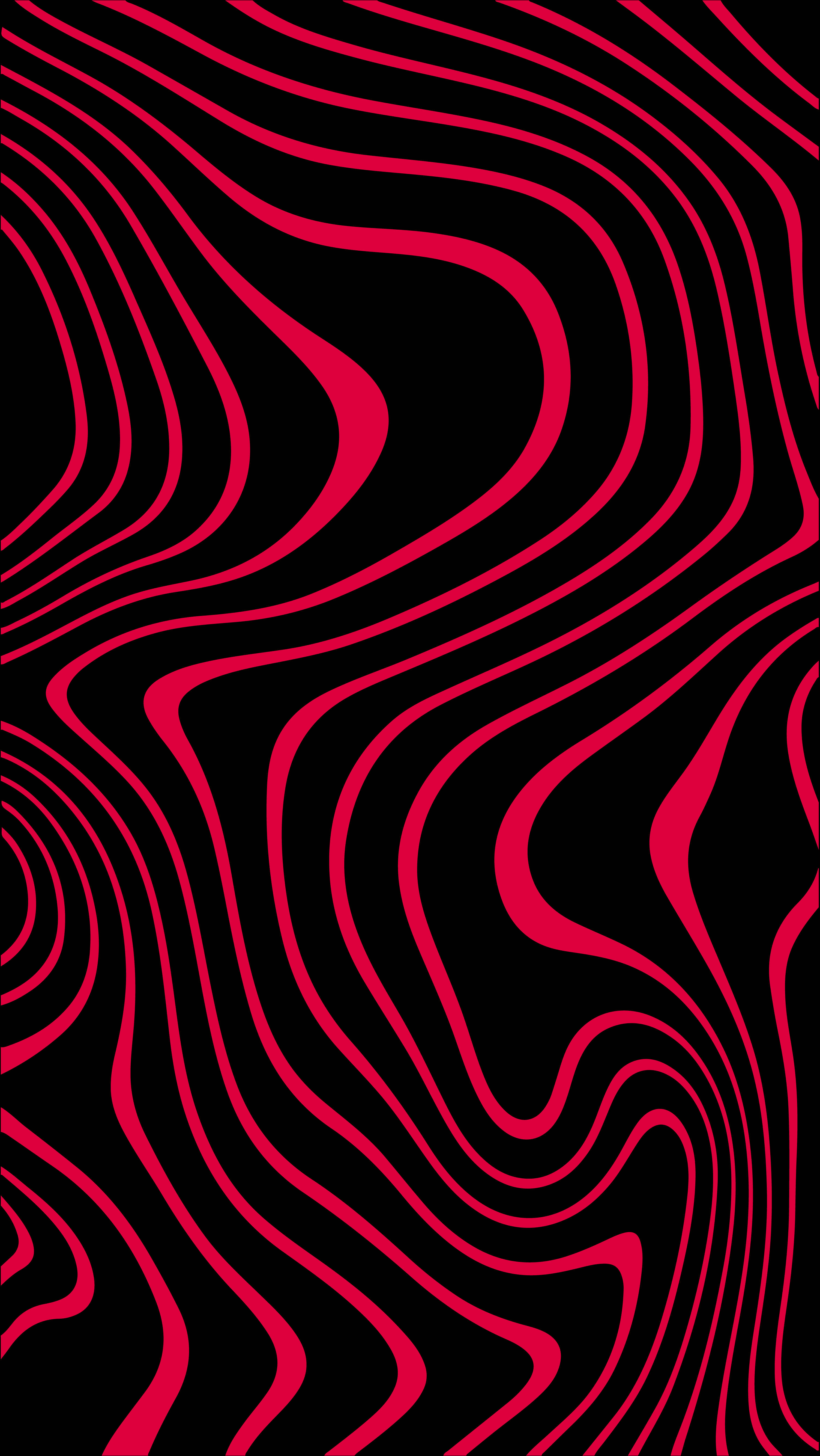 PewDiePie 桌布 壁紙 — 充滿活力的粉紅色波浪線在純黑背景上動態流動，營造出催眠般的抽象圖案。