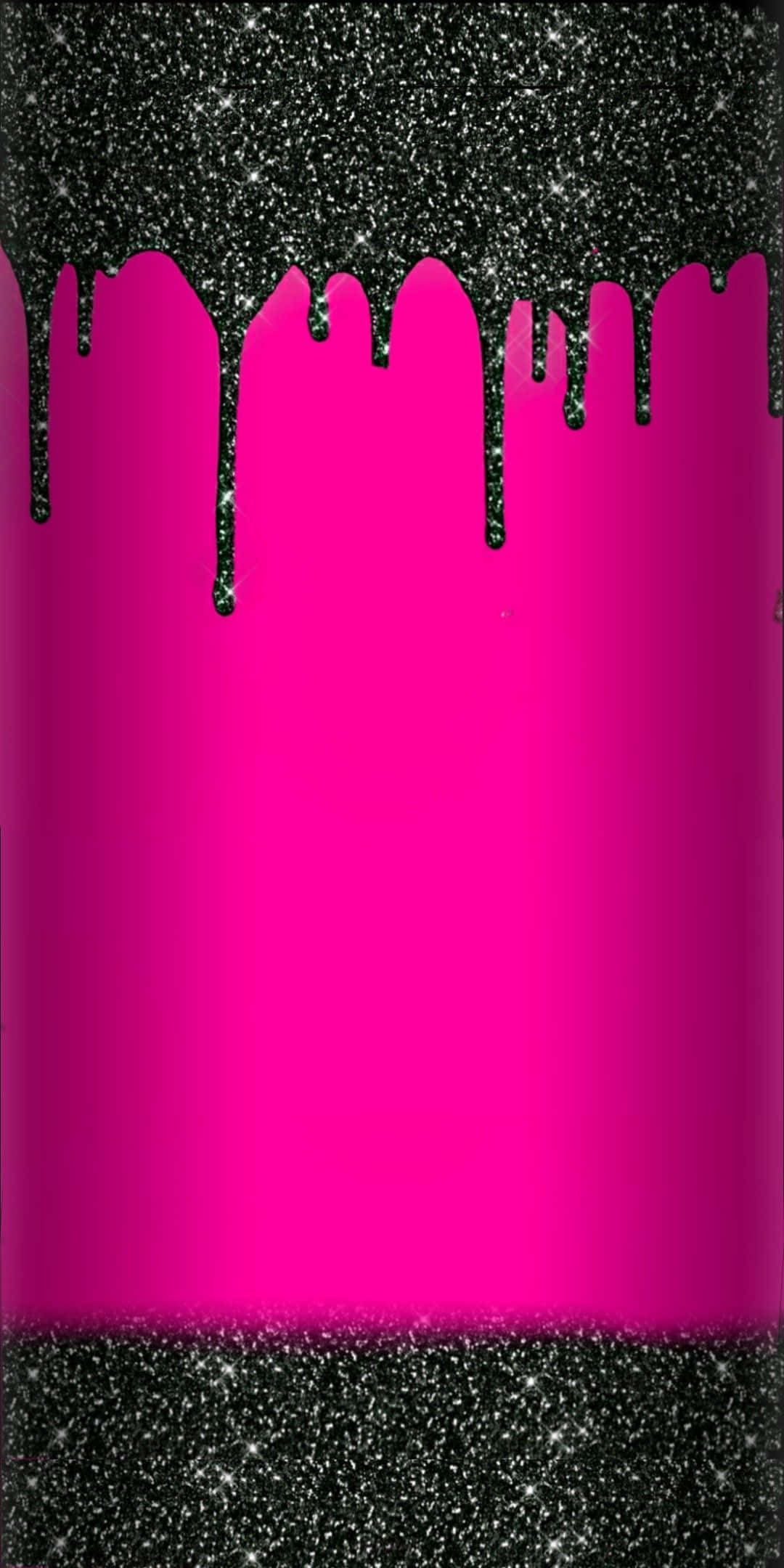 Black And Pink 桌布 壁紙 — 充滿活力的粉紅色漸變滴落與閃爍的黑色油漆，營造出大膽而閃亮的抽象背景。