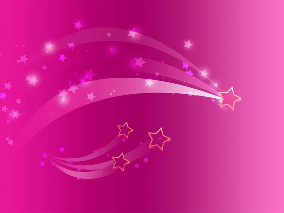Pink Stars 桌布 壁紙 — 充滿活力的粉紅色漸變背景，帶有發光的星跡和閃爍的星星，營造出神奇的宇宙效果。