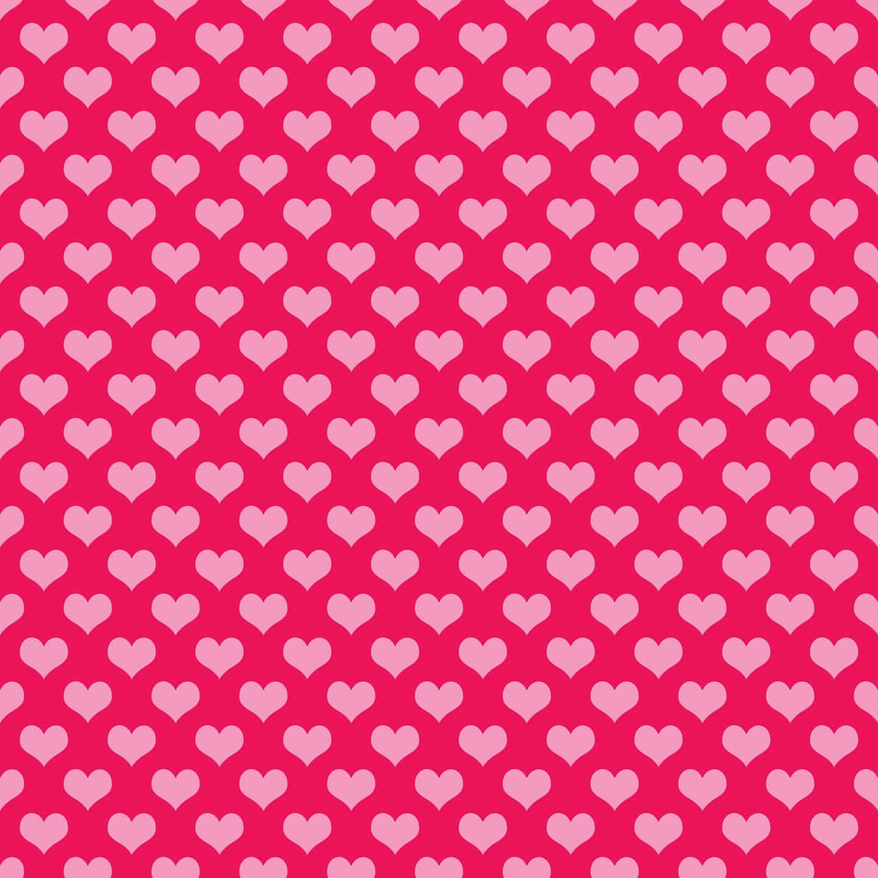 Heart Shape 桌布 壁紙 — 充滿活力的粉紅色背景，上面有重複的淺粉紅色心形圖案，形成無縫圖案。