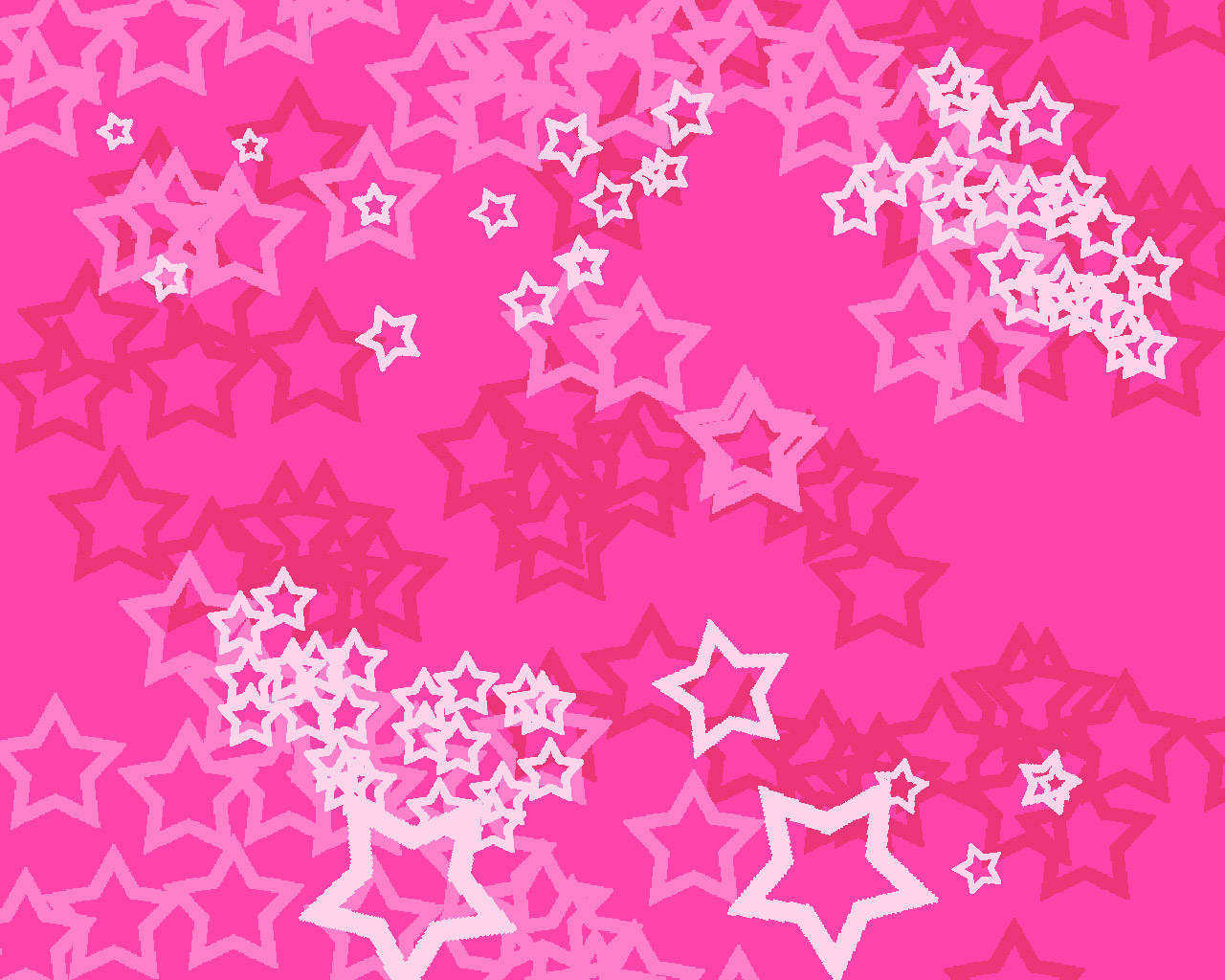 Stars 桌布 壁紙 — 充滿活力的粉紅色背景，充滿了不同大小和不透明度的分層星形，營造出俏皮的宇宙圖案。