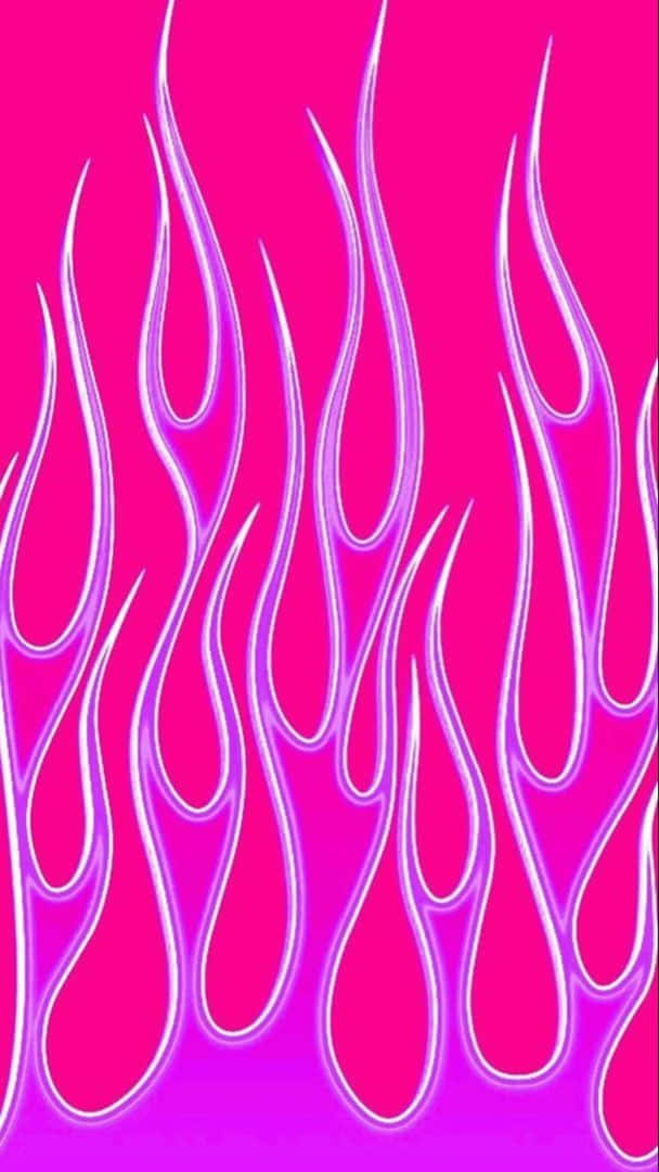 Flames 桌布 壁紙 — 充滿活力的粉紅色背景，帶有發光的白色火焰狀形狀垂直上升，形成風格化的圖案。