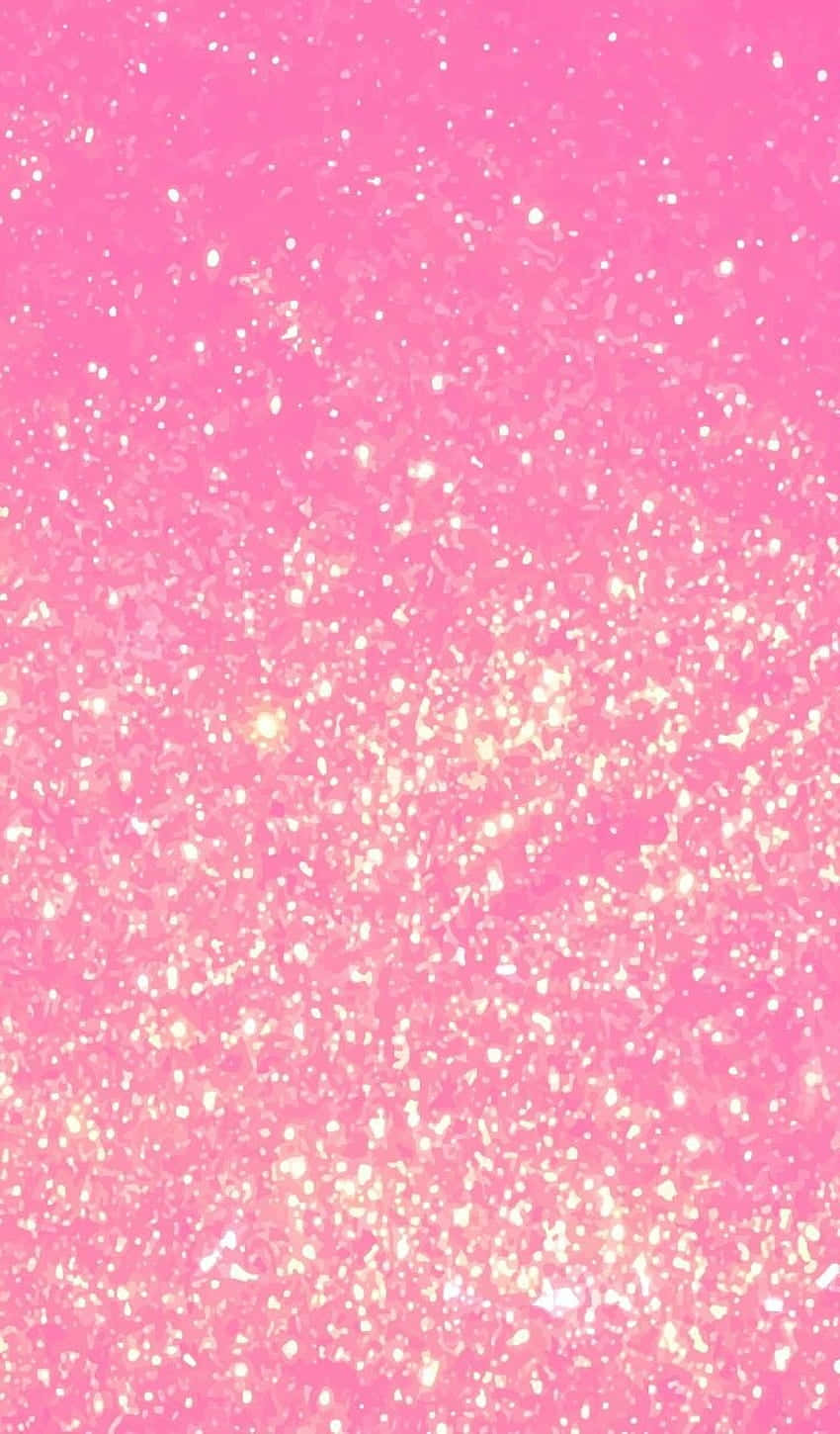Hot Pink Glitter 桌布 壁紙 — 充滿活力的粉紅色背景，散落著金色亮粉顆粒，閃爍發光，營造出閃亮的質感。