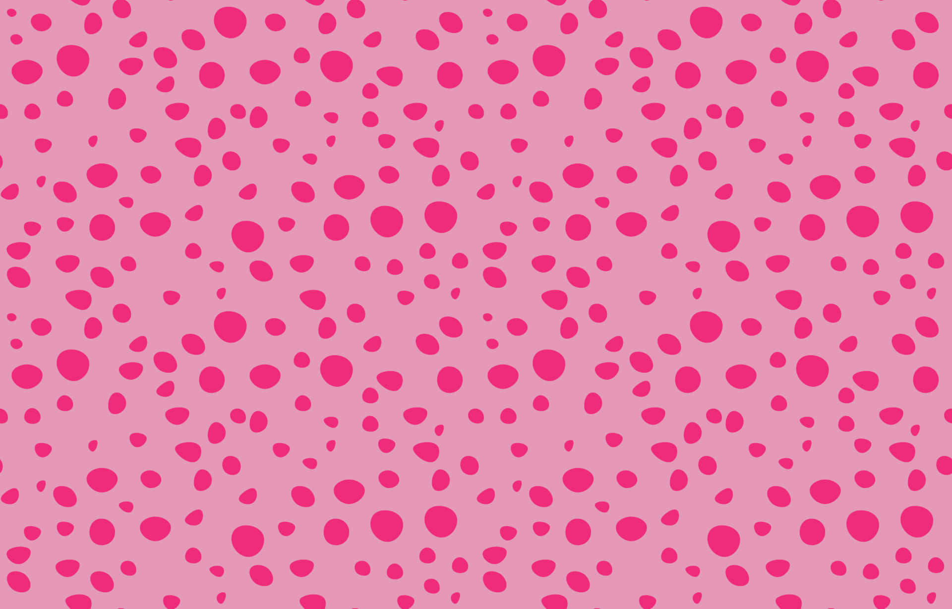 Minimalist Pink 桌布 壁紙 — 充滿活力的粉紅色背景，點綴著分散的深粉紅色圓點，大小各異。