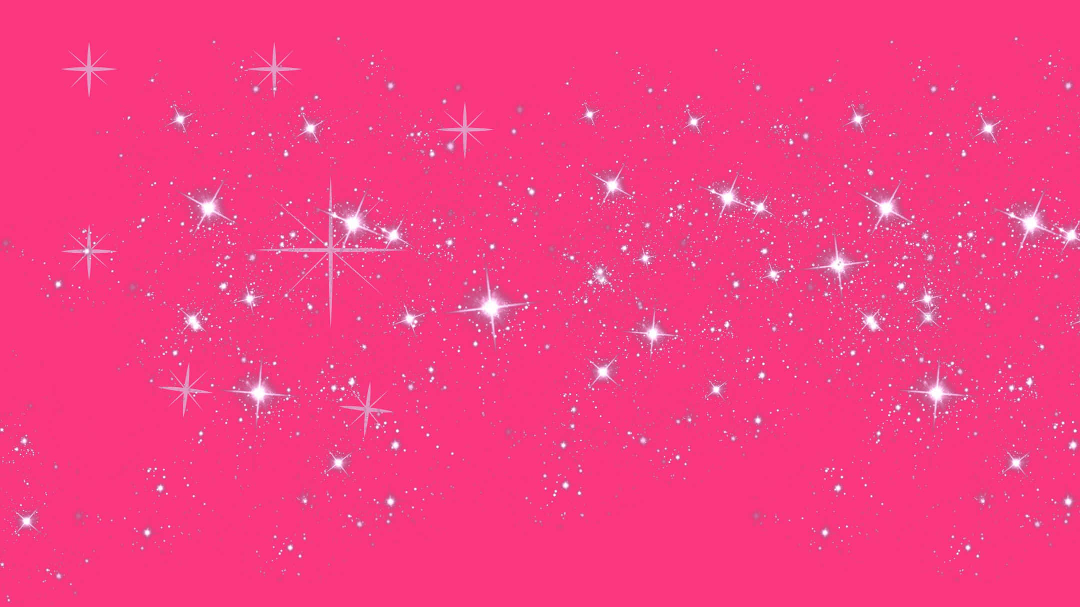Stars 桌布 壁紙 — 充滿活力的粉紅色背景，點綴著大小不一的閃爍白色星星，營造出節慶般的宇宙效果。