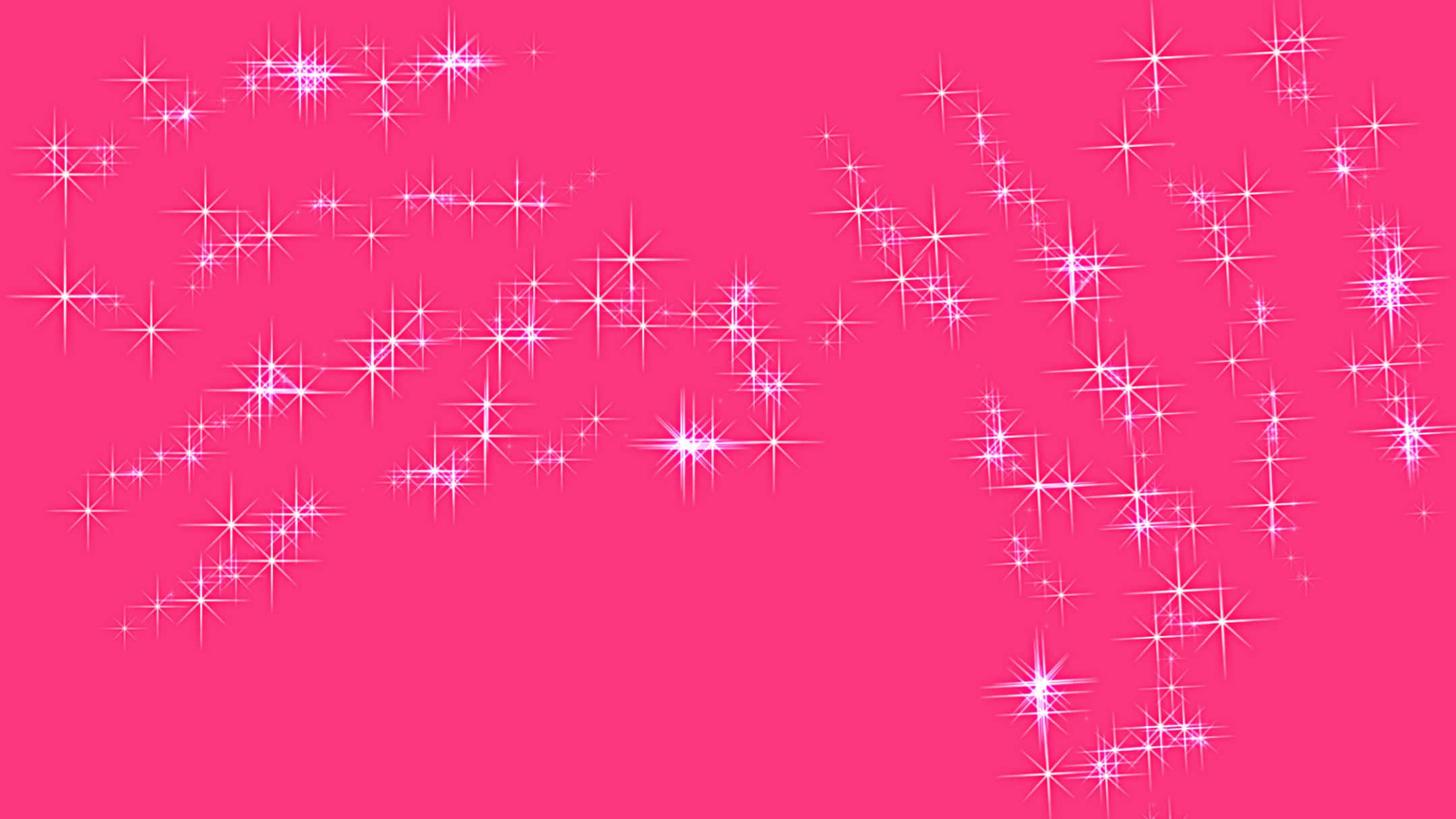 Sparkle Aesthetic 桌布 壁紙 — 充滿活力的粉紅色背景，點綴著散落的白色星形閃光，營造出節日般的發光效果。