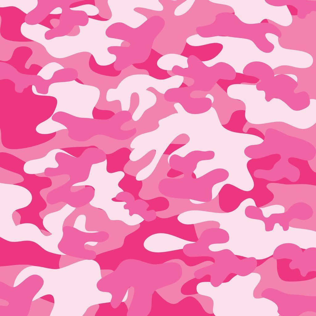 Pink Camo 桌布 壁紙 — 充滿活力的粉紅色迷彩圖案，帶有鮮豔的洋紅色和柔和的腮紅色調，重複的抽象設計。
