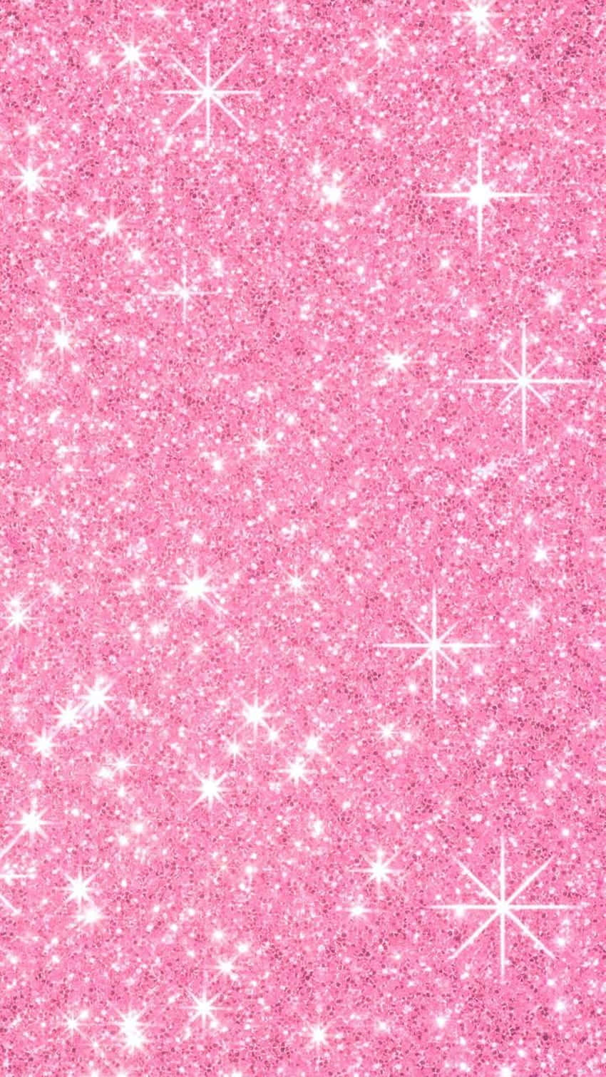 Pink Sparkly 桌布 壁紙 — 充滿活力的粉紅色閃粉背景，飾有閃爍的白色星爆，營造出節慶而迷人的質感。