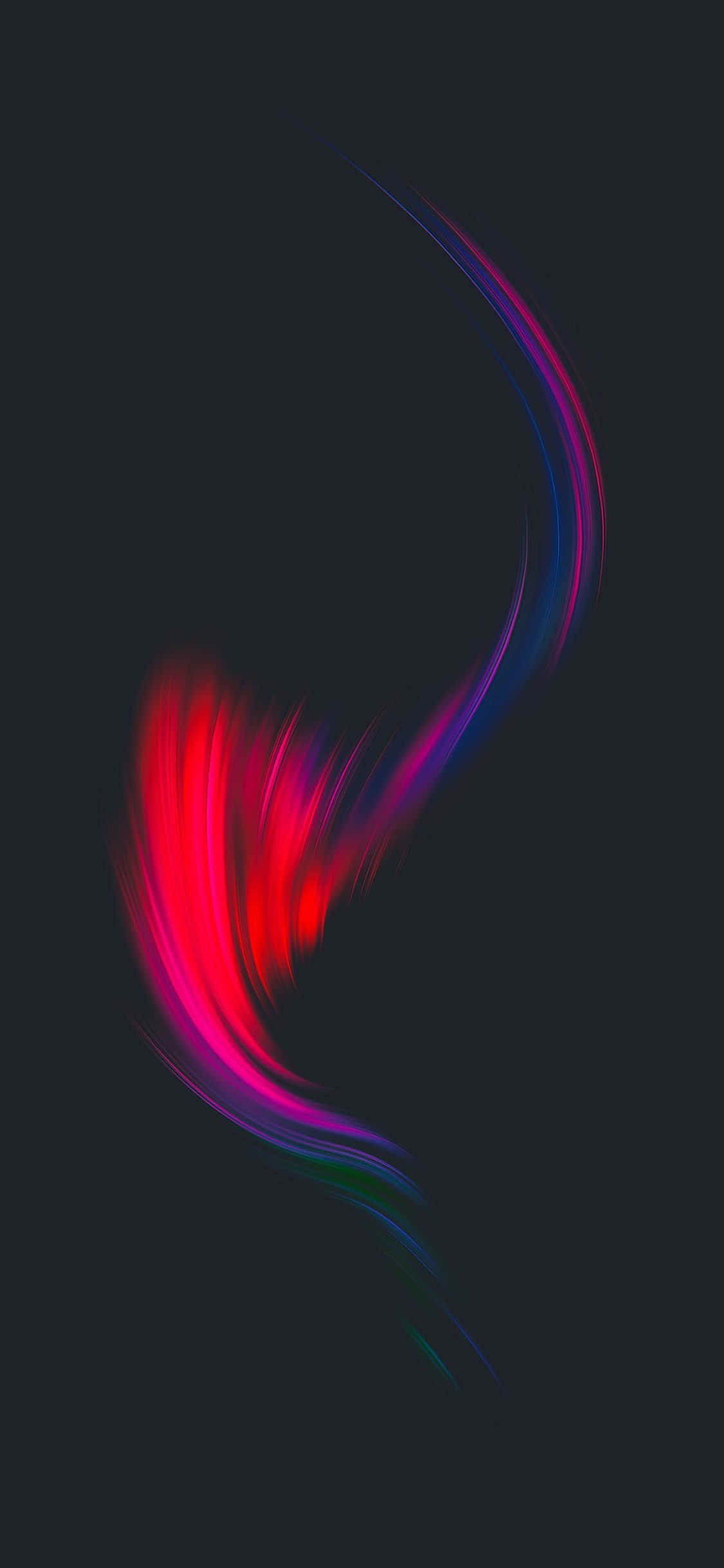Android Oled 桌布 壁紙 — 充滿活力的紅、紫、藍色霓虹條紋在深色背景上動態流動，營造出運動感和能量感。