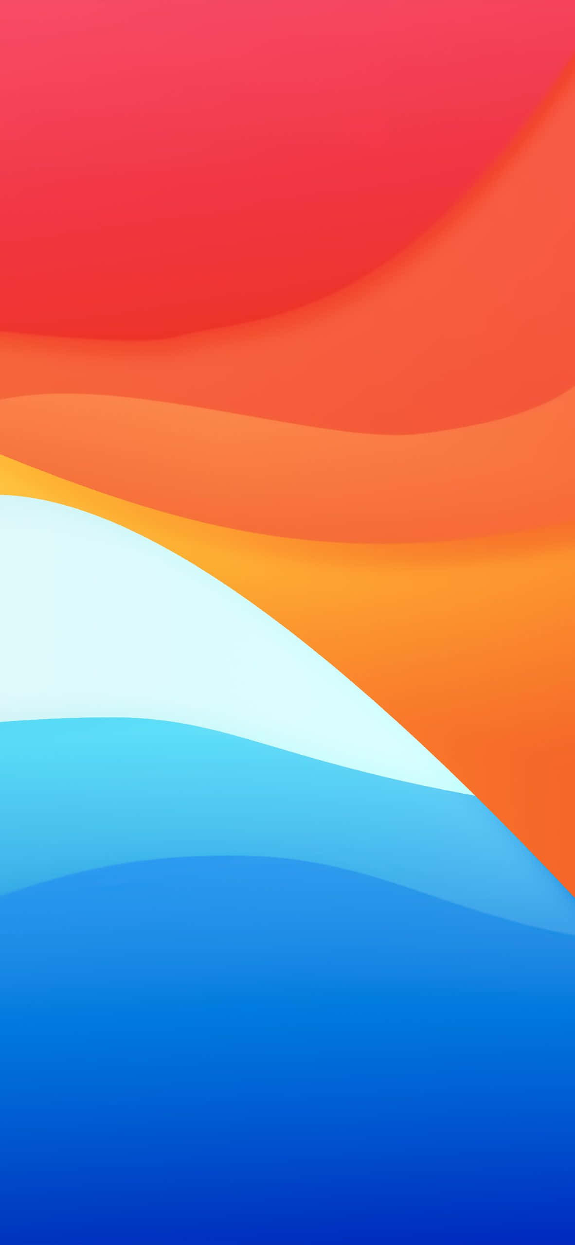 Orange And Blue 桌布 壁紙 — 充滿活力的紅色、橙色、黃色和藍色抽象波浪在漸變數位藝術作品中平滑融合。