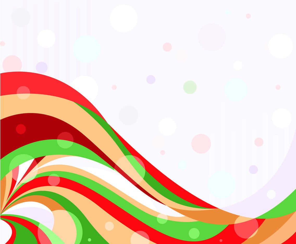 Colorful Abstract 桌布 壁紙 — 充滿活力的紅色、綠色和奶油色漩渦條紋沿對角線流過柔和的散景背景。