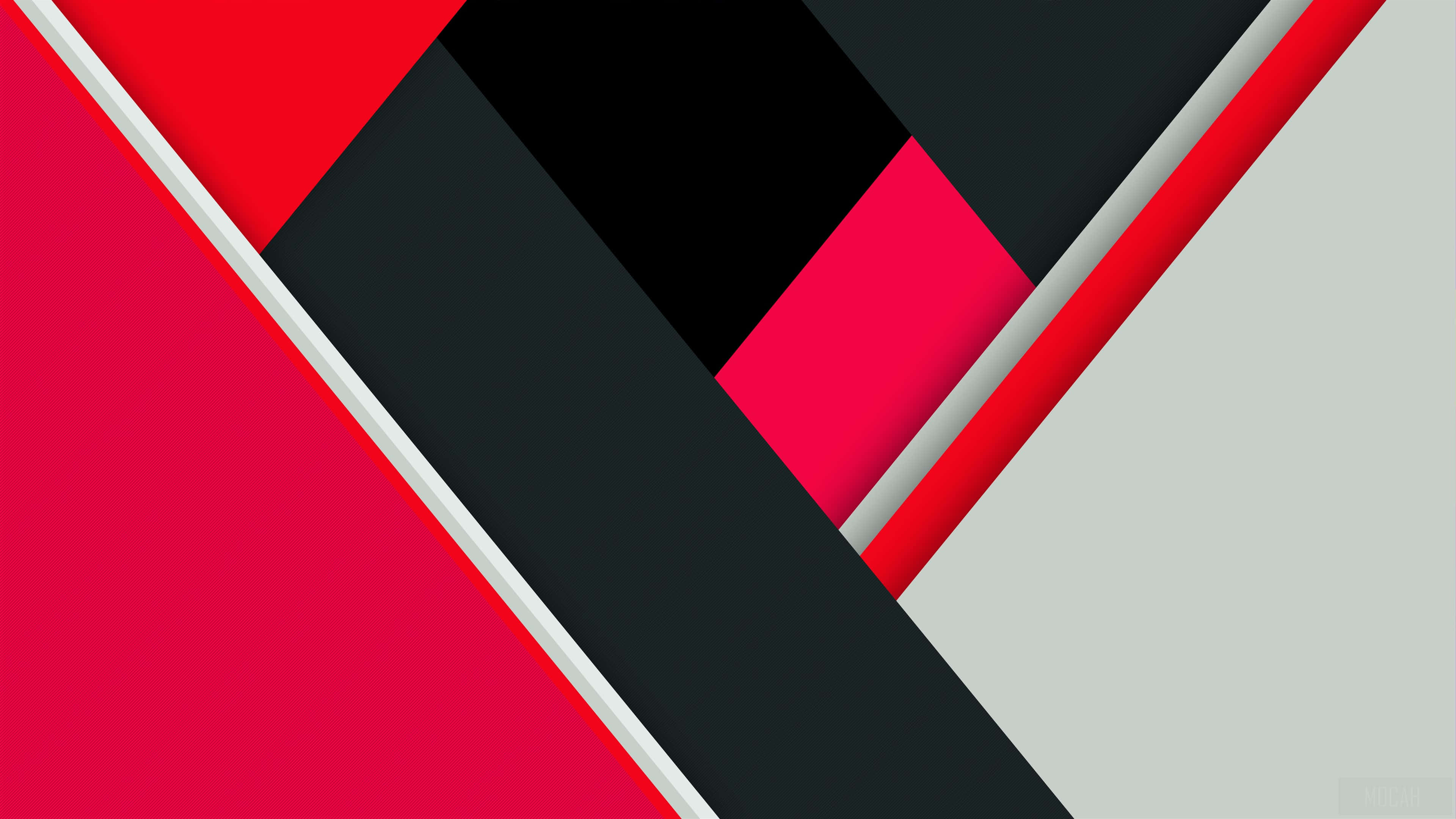 Black White And Red 桌布 壁紙 — 充滿活力的紅色、黑色和灰色幾何形狀相交，形成大膽的現代抽象構圖。