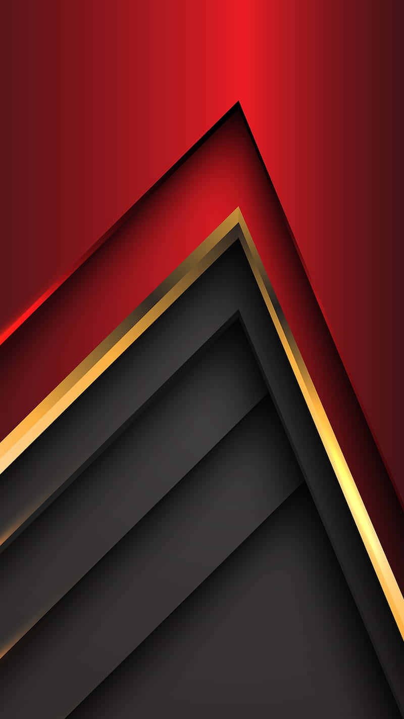 Red And Gold 桌布 壁紙 — 充滿活力的紅色和時尚的黑色幾何層次，搭配金色點綴，營造出大膽的現代抽象構圖。