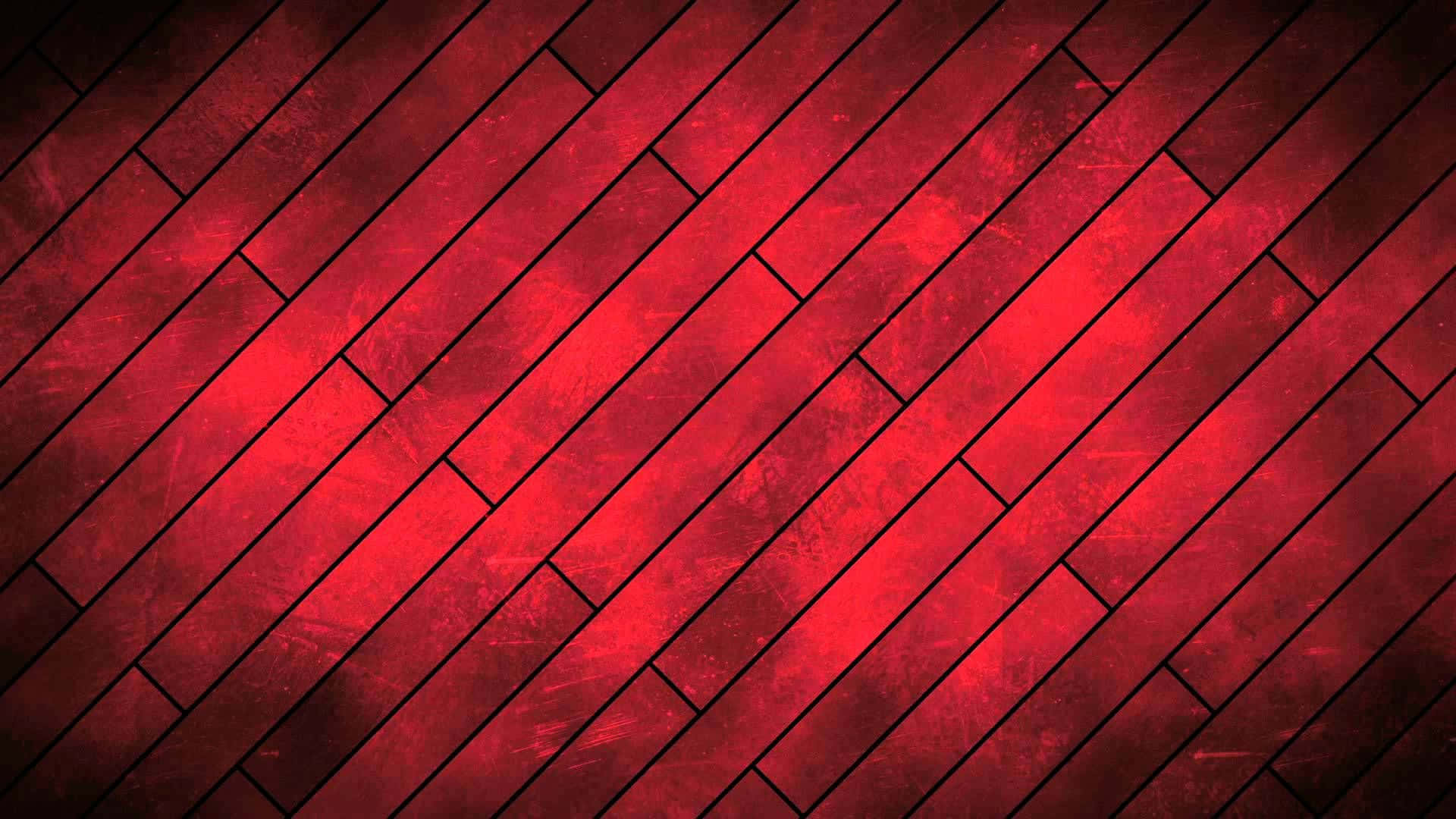 YouTube Cover 桌布 壁紙 — 充滿活力的紅色對角木板，帶有紋理磨損飾面和變暗的邊緣，營造出大膽的工業圖案。