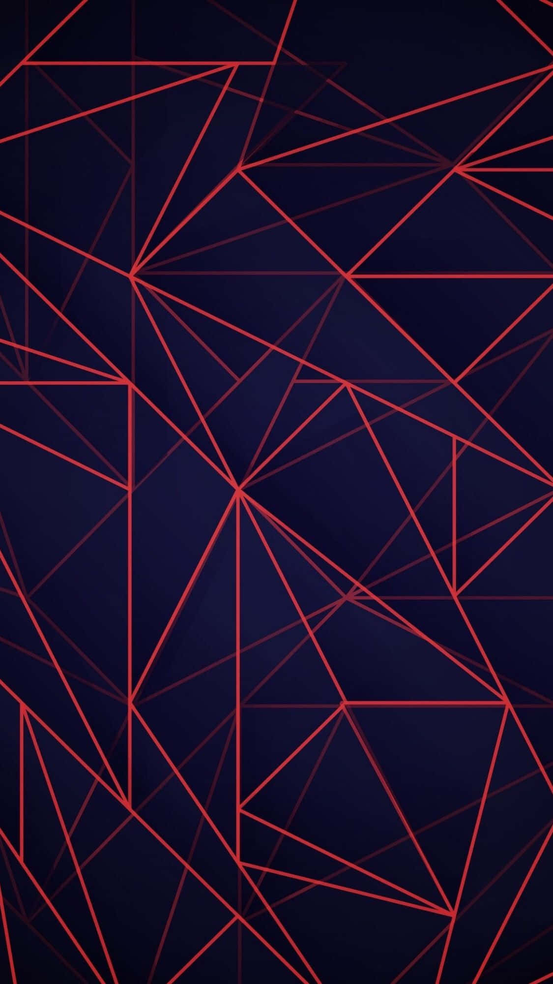Red Line 桌布 壁紙 — 充滿活力的紅色幾何線條在深海軍藍背景下形成動態的三角形圖案。