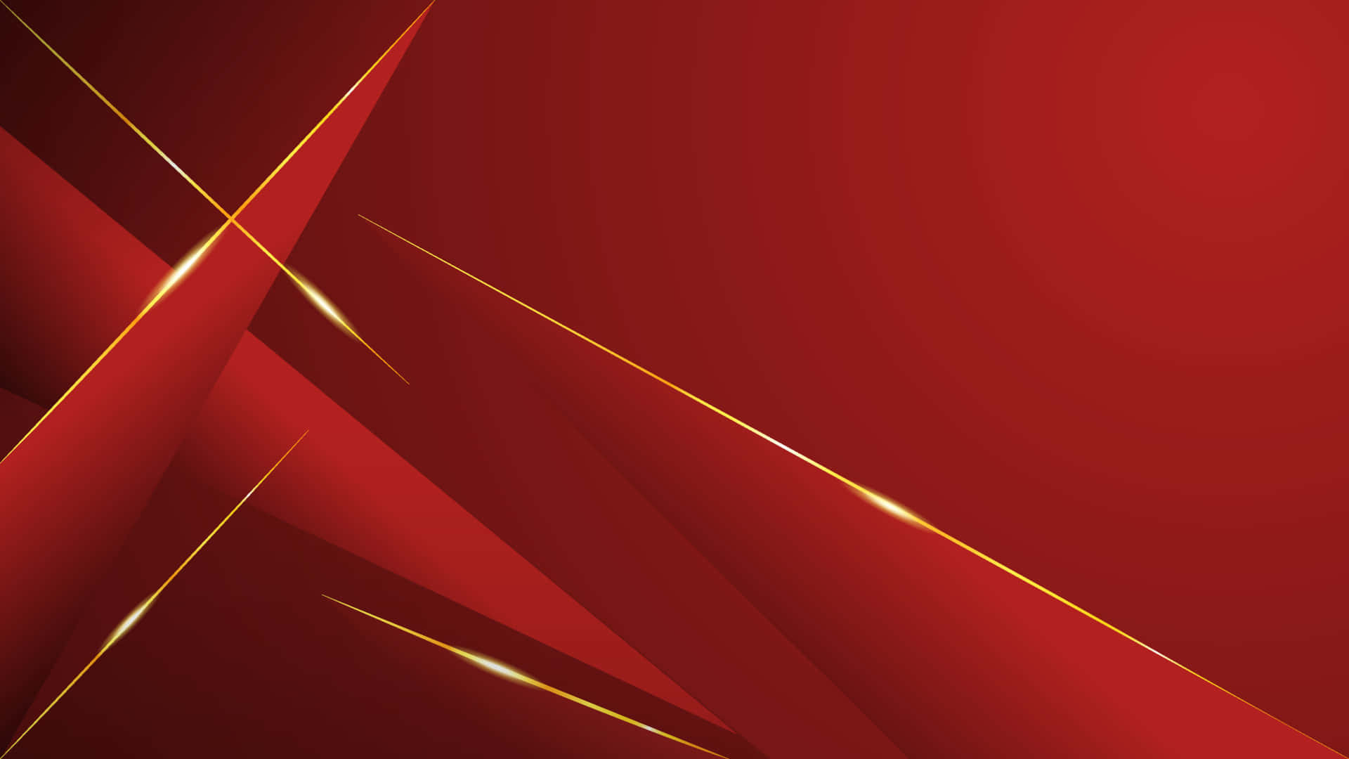 Red And Gold 桌布 壁紙 — 充滿活力的紅色抽象背景，帶有金色發光的對角線，營造出動感的現代幾何圖案。