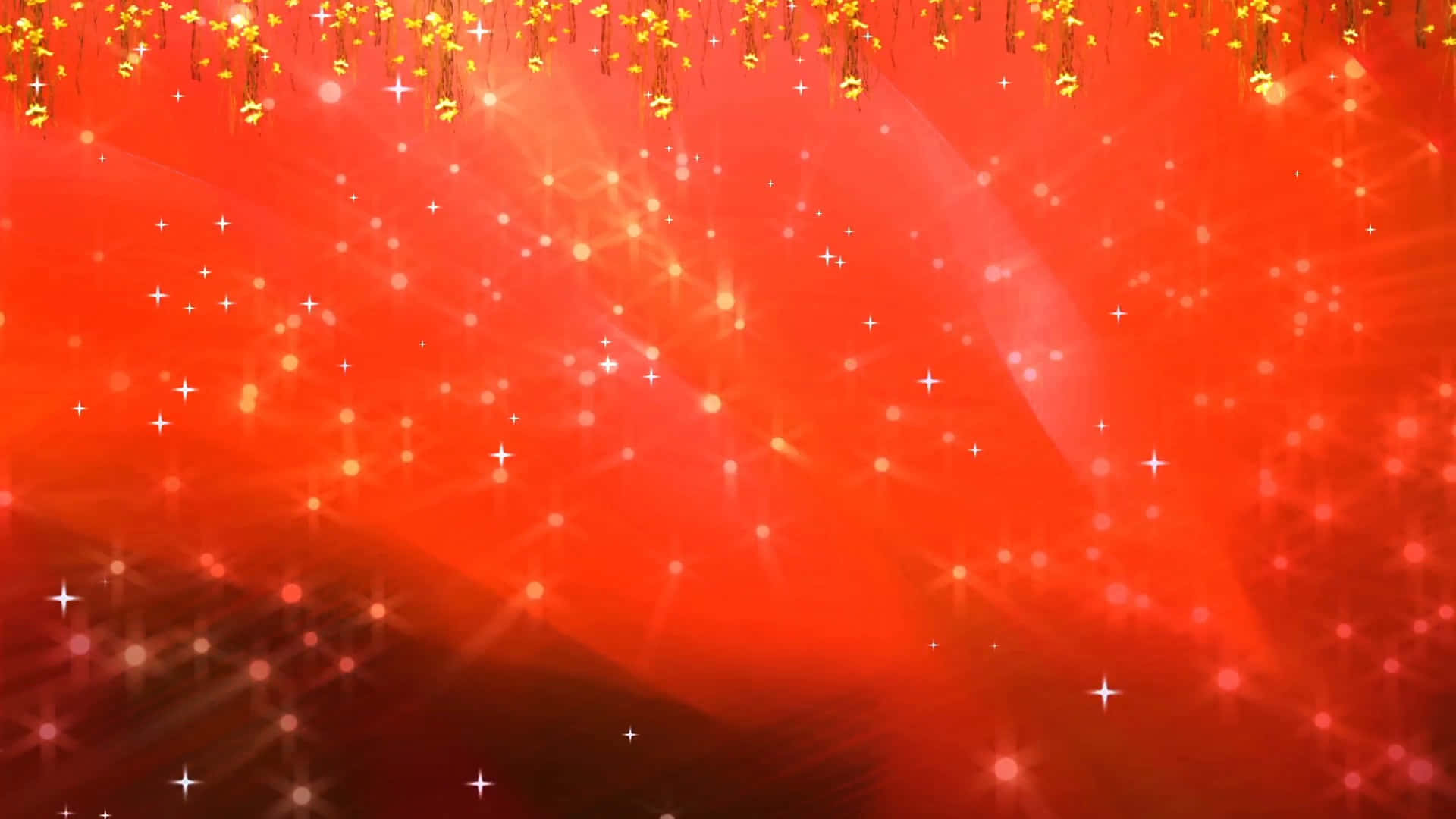 shining 桌布 壁紙 — 充滿活力的紅色漸層背景，點綴著閃爍的星星和金色掛飾，適合節日慶祝。