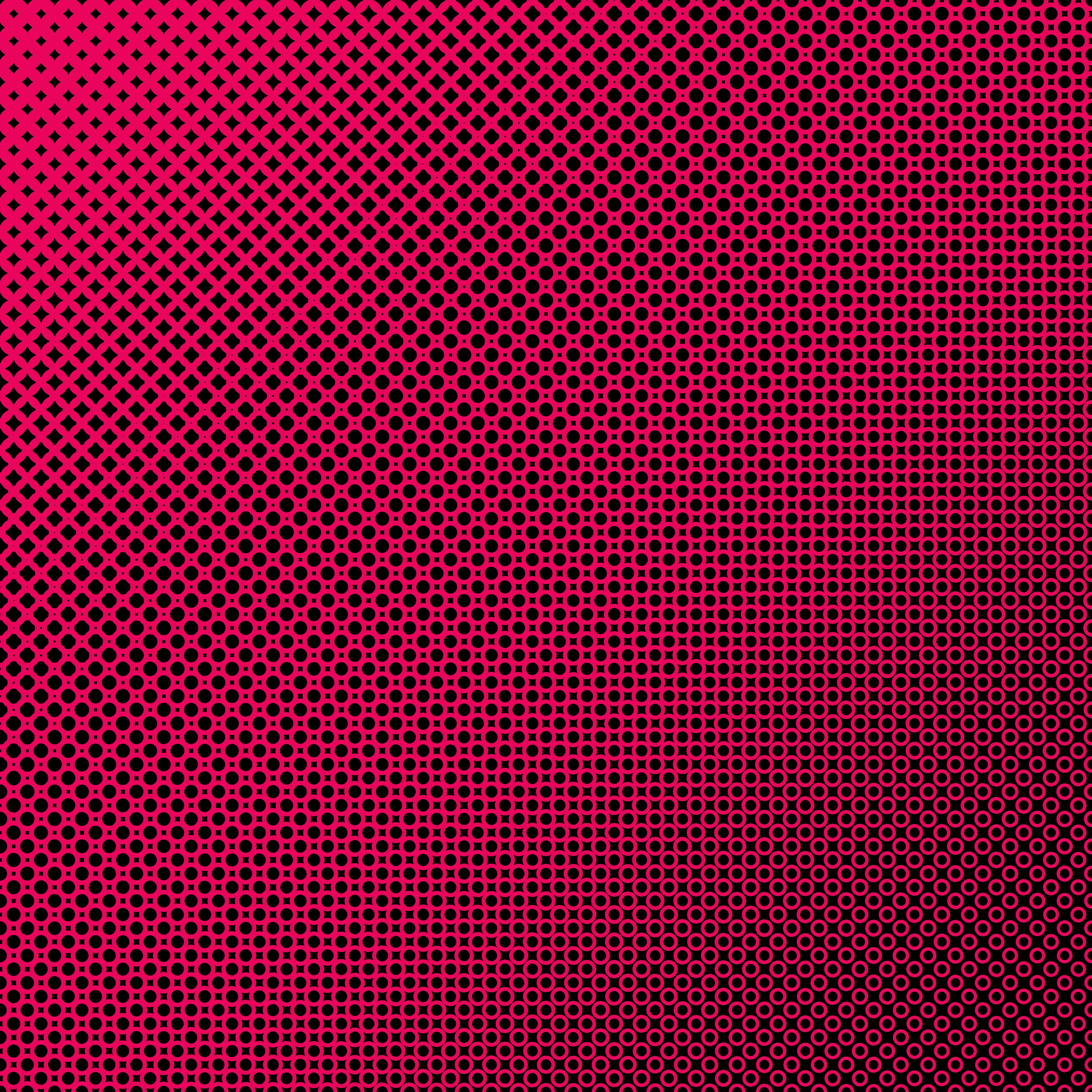 Pixel 桌布 壁紙 — 充滿活力的紅色漸變背景，帶有黑色半色調圓點，從稀疏過渡到密集。