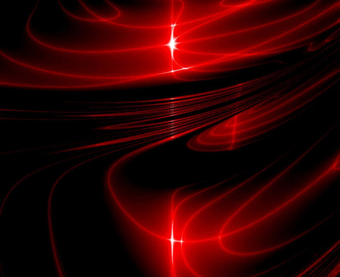 Cool Red 桌布 壁紙 — 充滿活力的紅色發光條紋在深邃的黑色虛空中動態旋轉，帶有輻射狀的星爆亮點。