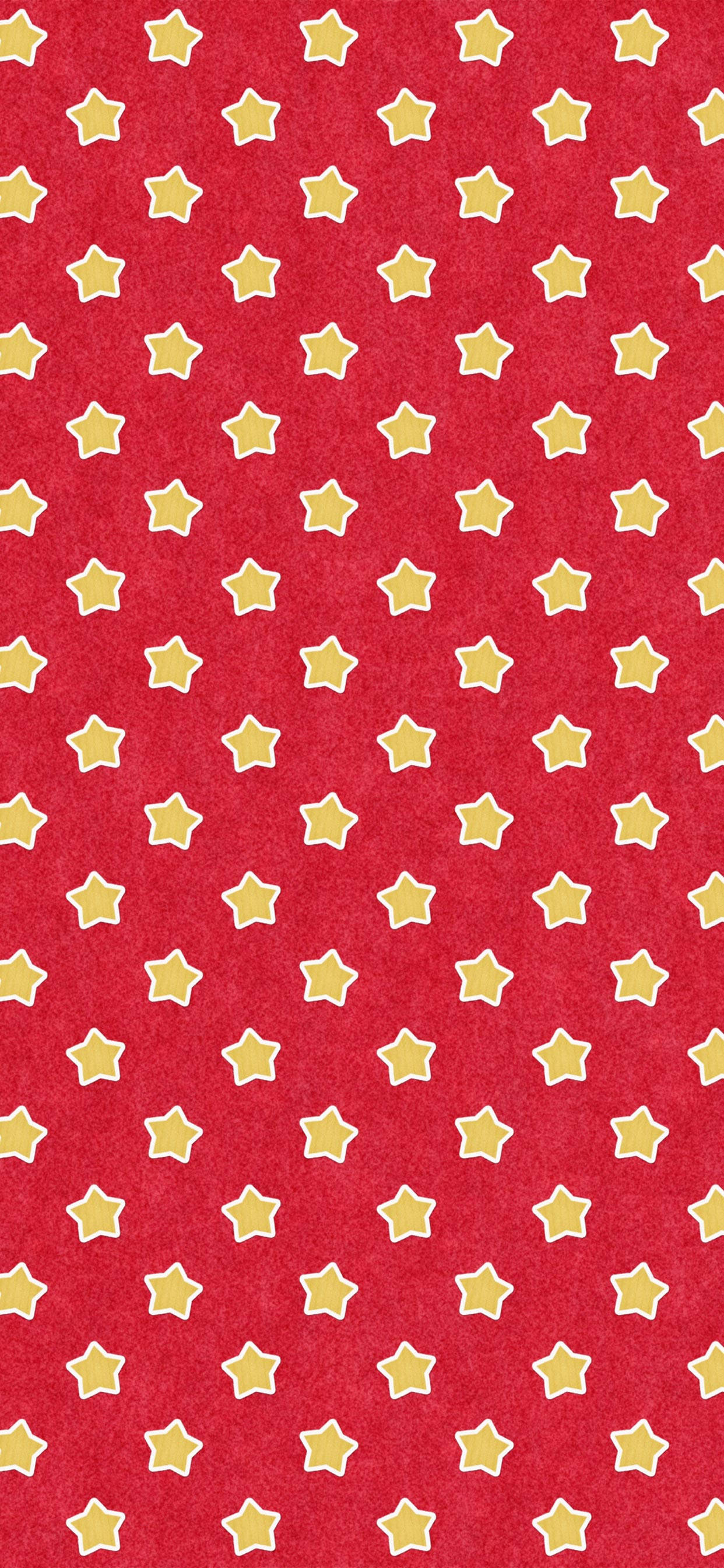 Stars 桌布 壁紙 — 充滿活力的紅色紋理壁紙，飾有重複的金黃色星星圖案。
