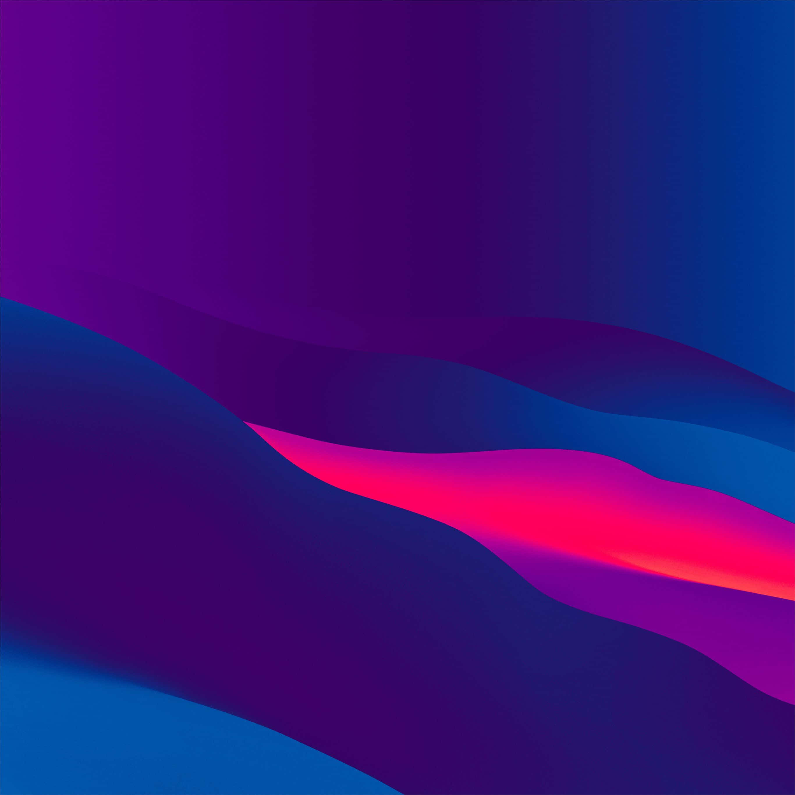 Blue iPad 桌布 壁紙 — 充滿活力的紫色、藍色和洋紅色抽象波浪在平滑的漸變背景上流動。