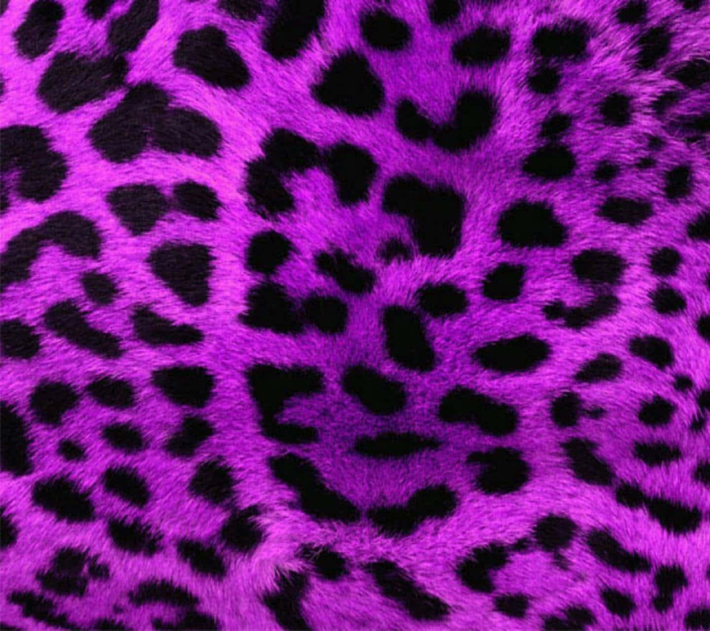 Glitter Leopard 桌布 壁紙 — 充滿活力的紫色人造毛皮，帶有鮮明的黑色豹紋，呈現近距離紋理圖案。