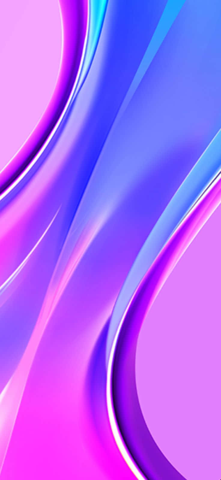 Xiaomi 桌布 壁紙 — 充滿活力的紫色和藍色流動絲帶，營造出帶有光澤高光的動態抽象數位藝術作品。