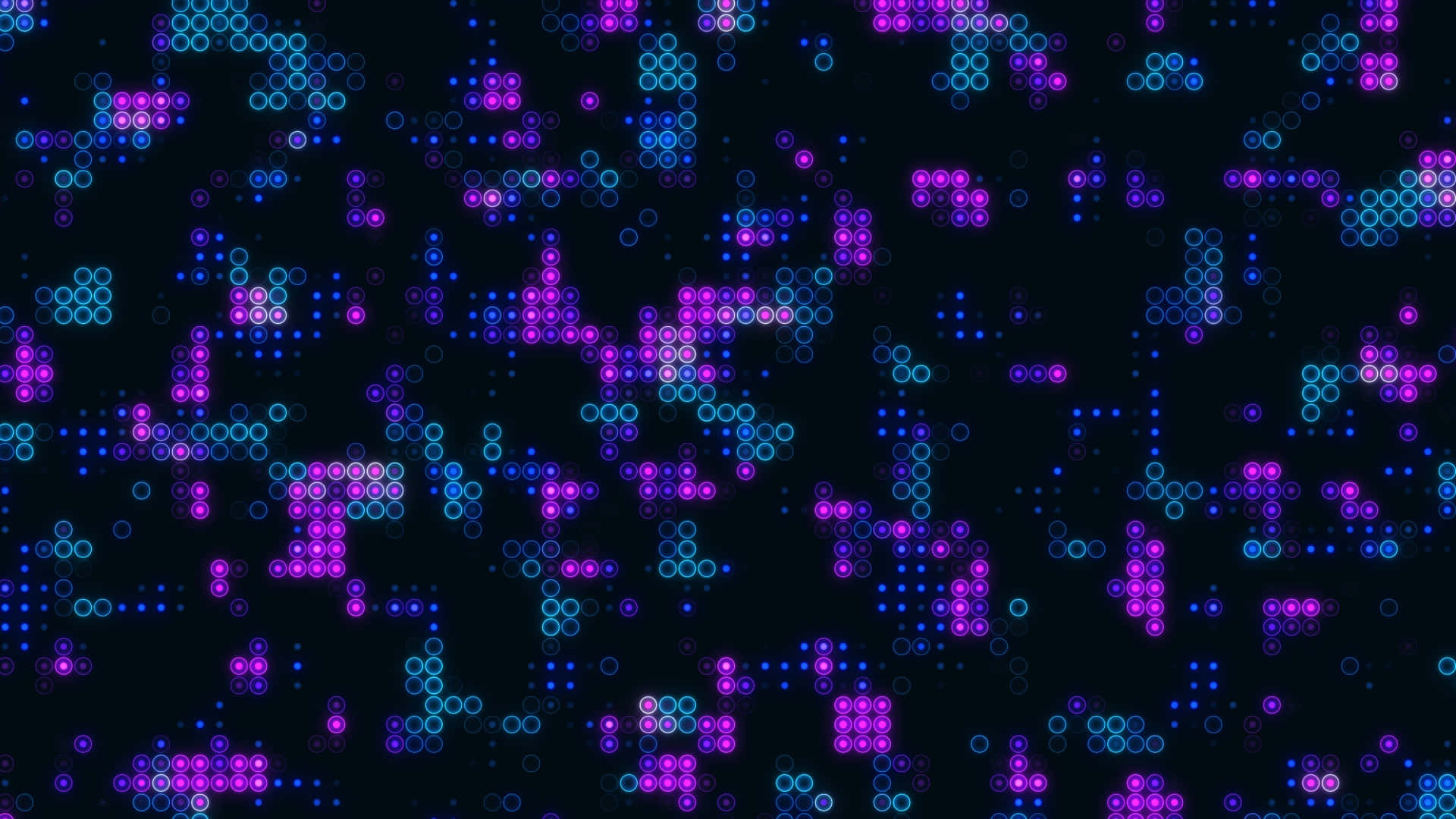 Cool Abstract 桌布 壁紙 — 充滿活力的紫色和青色六邊形點在黑暗背景上脈動，形成數位抽象圖案。