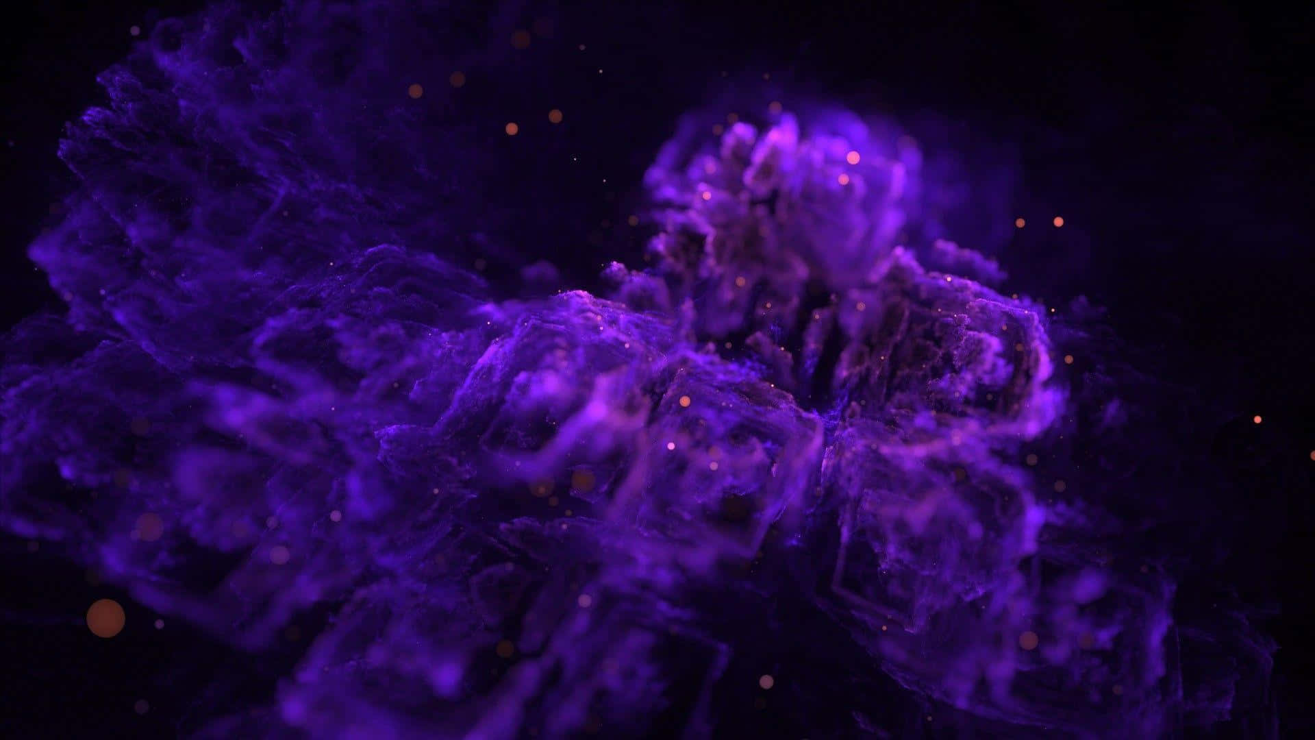 Purple Aesthetic Phone 桌布 壁紙 — 充滿活力的紫色宇宙星雲，發光粒子在黑暗虛空中旋轉。