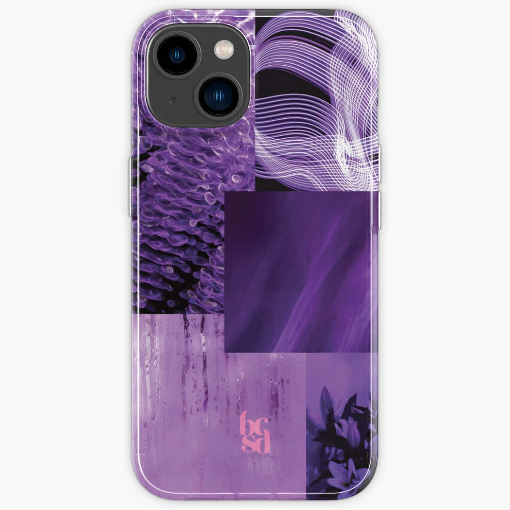 Violet Aesthetic 桌布 壁紙 — 充滿活力的紫色抽象手機殼，帶有漩渦線條、紋理花卉圖案和漸變面板。