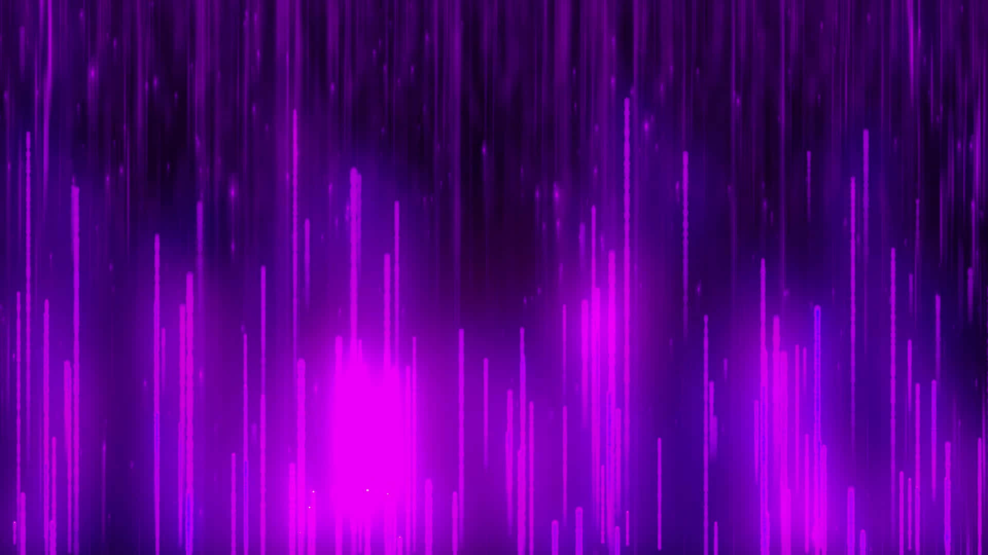 Animated 桌布 壁紙 — 充滿活力的紫色數位雨紋垂直傾瀉而下，背景為深色漸變，帶有發光霓虹點綴。