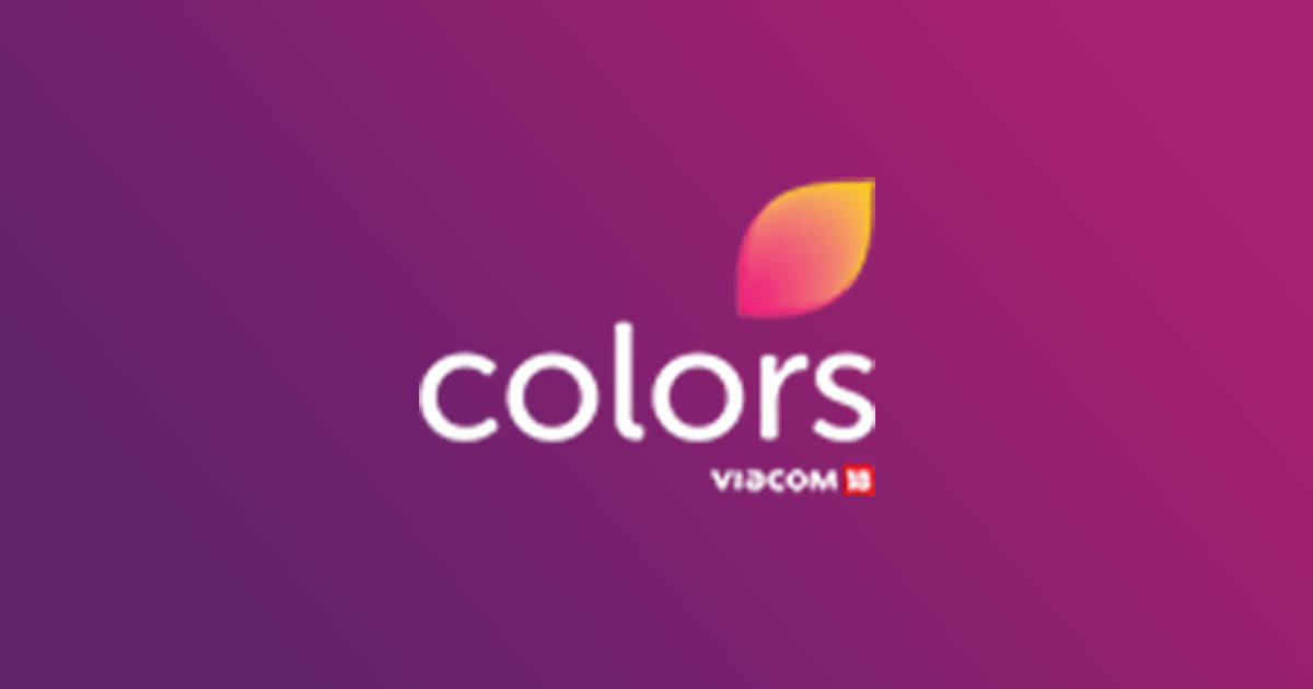 標誌 桌布 壁紙 — 充滿活力的紫色漸變背景，帶有「colors」標誌、彩色葉子圖標和「viacom 18」文字。