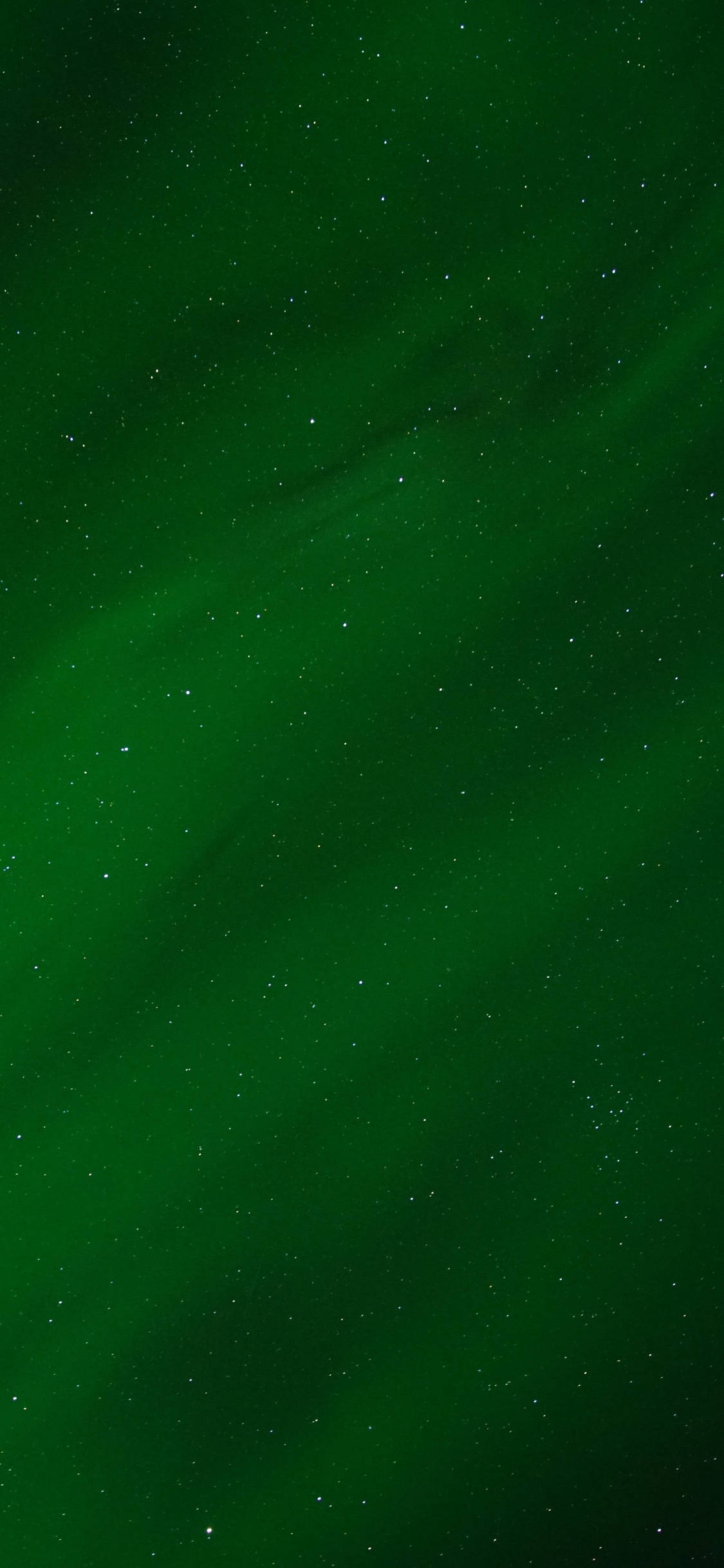 Midnight Green 桌布 壁紙 — 充滿活力的綠色北極光在繁星點點的夜空中舞動的垂直桌布。