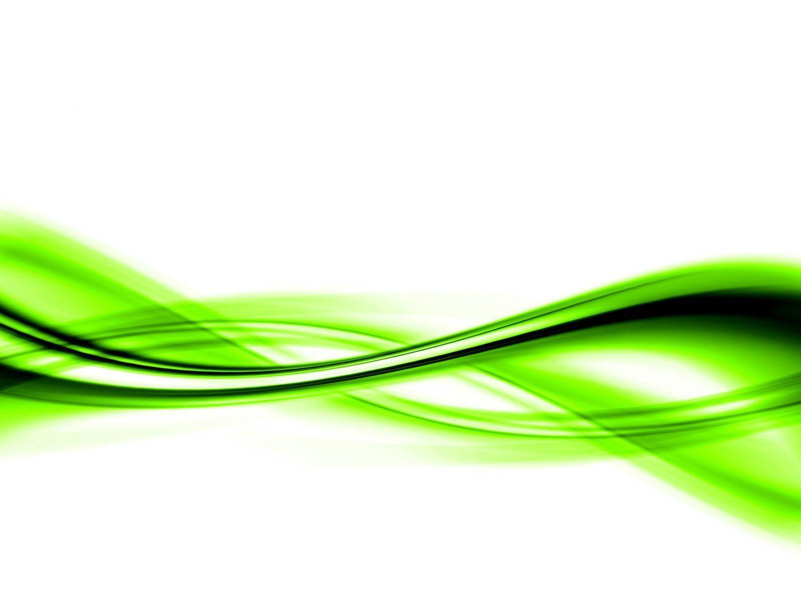 Green Aesthetic Laptop 桌布 壁紙 — 充滿活力的綠色半透明波浪在純白色背景上優雅地流動，呈現流暢的數位抽象設計。