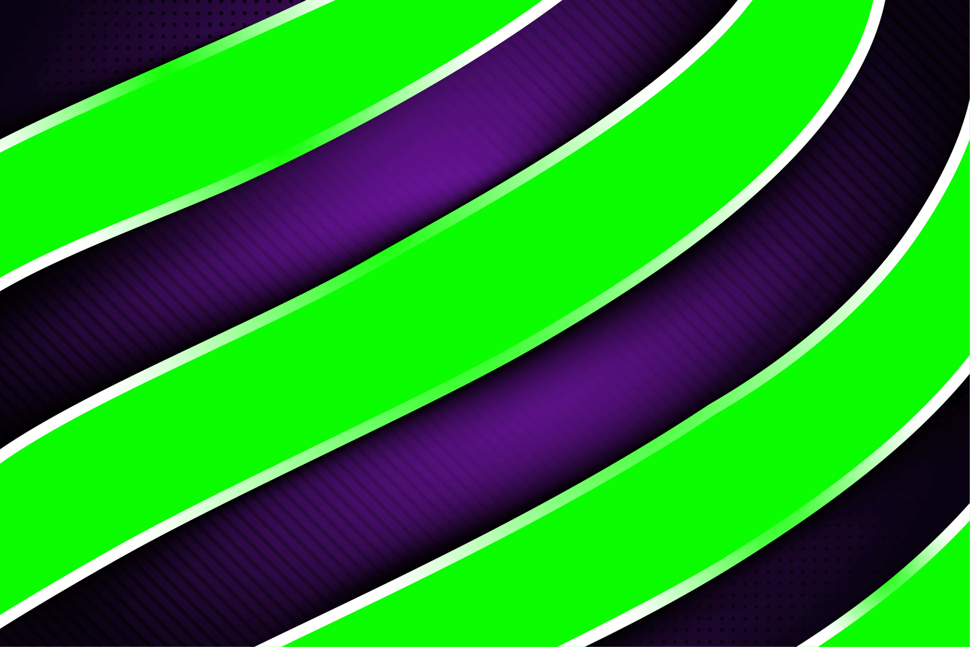 Purple And Green 桌布 壁紙 — 充滿活力的綠色和紫色對角線條紋，帶有白色輪廓，創造出大膽動態的抽象圖案。