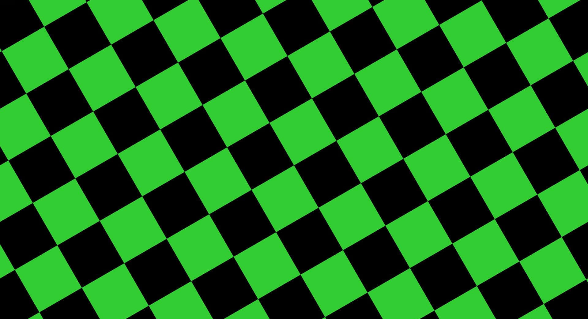 Green Aesthetic Desktop 桌布 壁紙 — 充滿活力的綠色和黑色格子圖案，對角線排列營造出動態的視覺節奏。