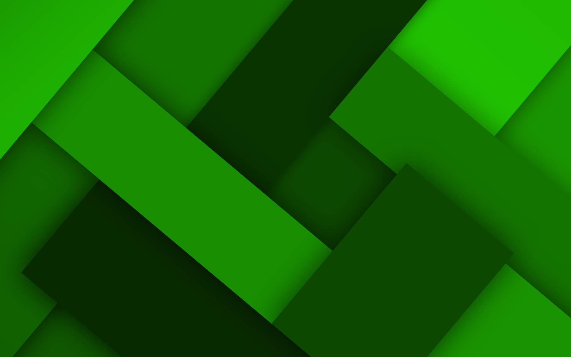 Android Material Design 桌布 壁紙 — 充滿活力的綠色幾何形狀層疊在動態抽象圖案中，帶有柔和陰影。
