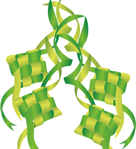 Ketupat 桌布 壁紙 — 充滿活力的綠色編織絲帶在純黑背景上形成複雜的結飾圖案。