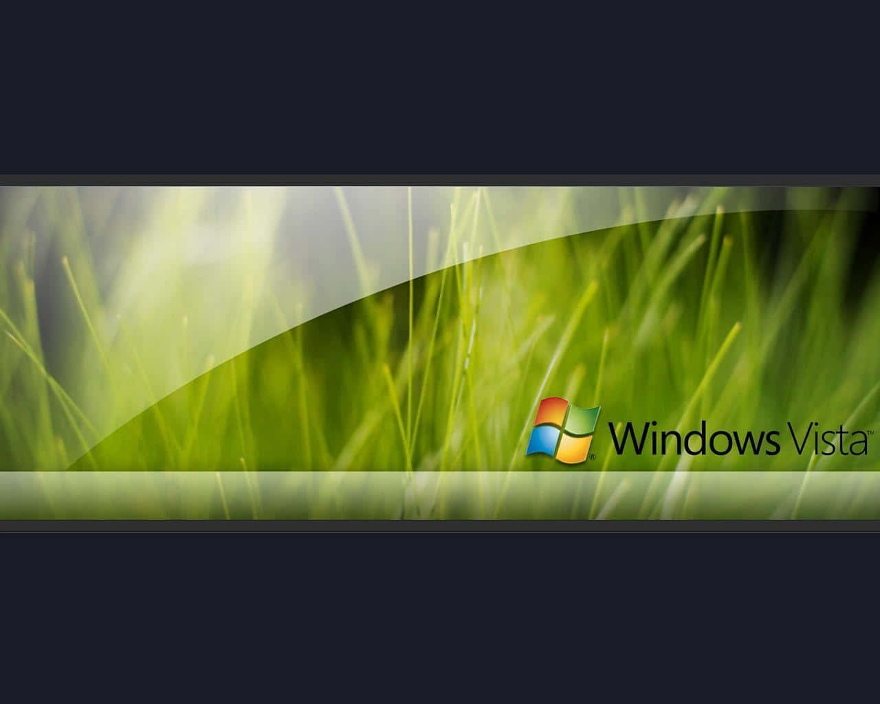 Windows Vista 標誌在綠色草地背景上，帶有深色邊框。 — Windows Vista 動態圖片 壁紙