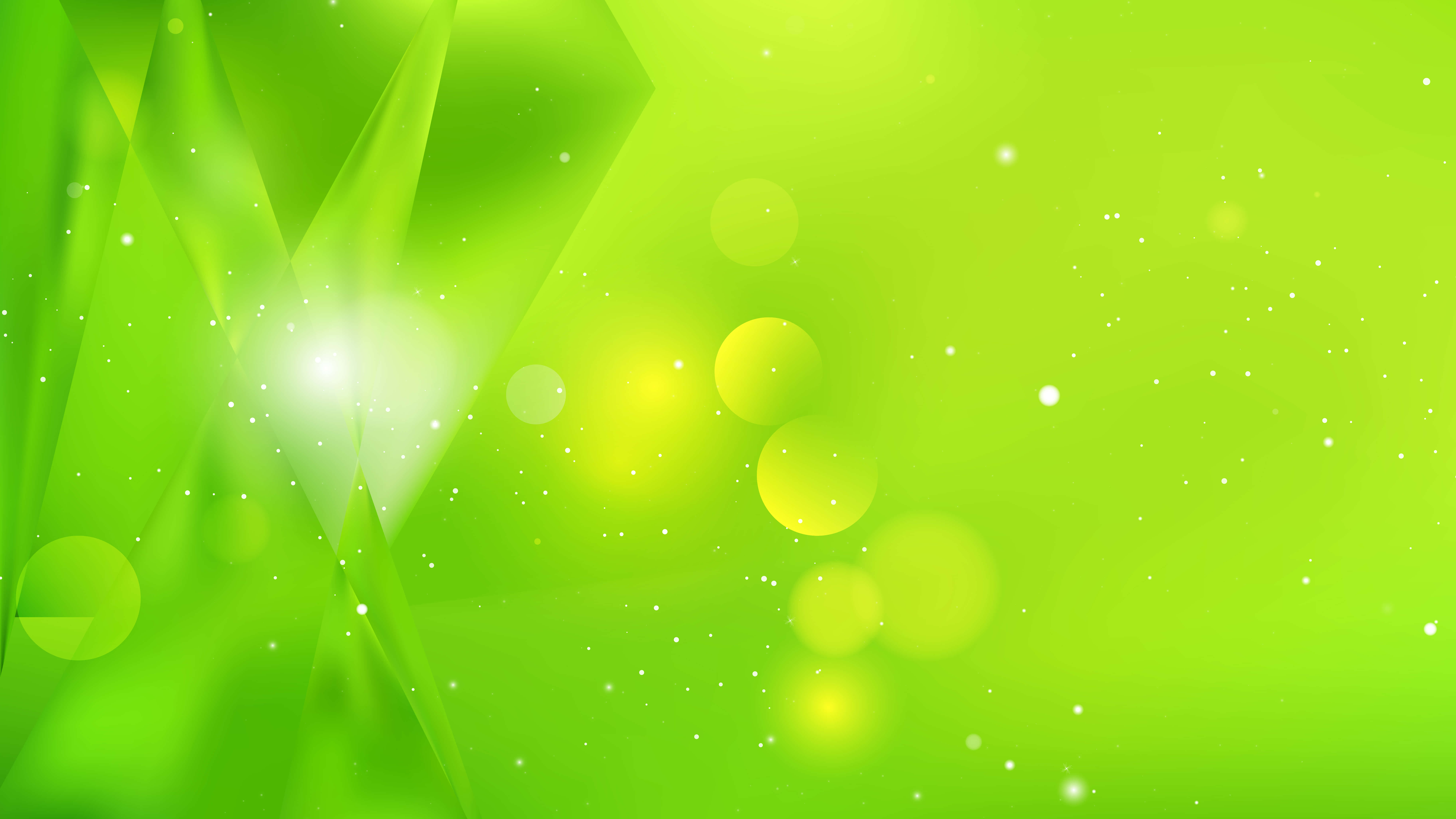 Abstract Green 桌布 壁紙 — 充滿活力的萊姆綠色抽象背景，帶有發光的散景圓圈和柔和的光線，營造出夢幻的數位氛圍。