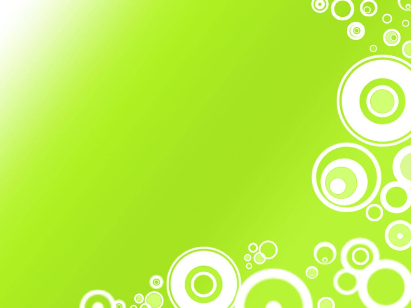 Circle 桌布 壁紙 — 充滿活力的萊姆綠色漸變背景，點綴著聚集在右下角的白色同心圓圖案。