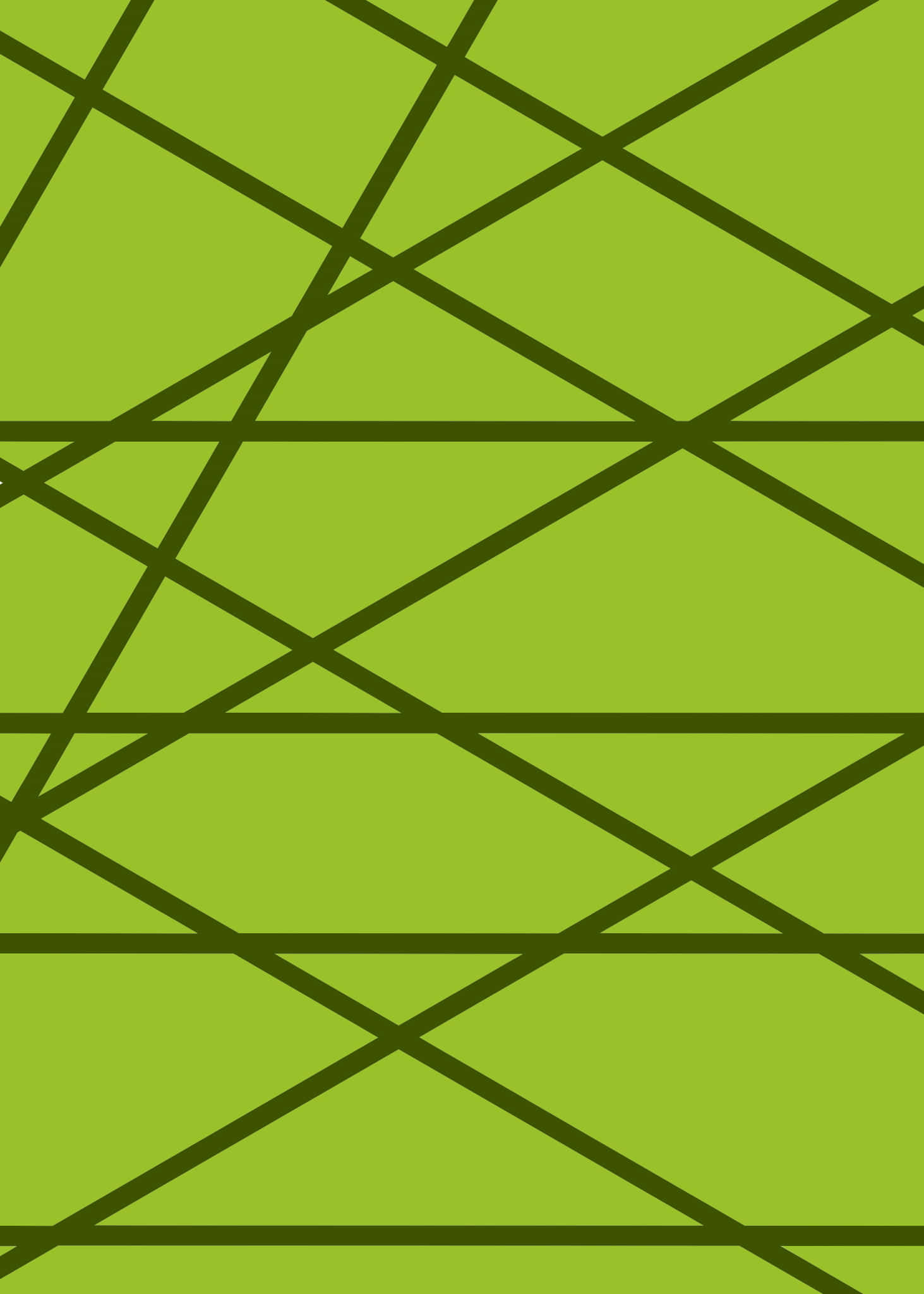 Green Minimalistic 桌布 壁紙 — 充滿活力的萊姆綠色背景，覆蓋著交錯的深棕色幾何線條，形成動態的抽象圖案。