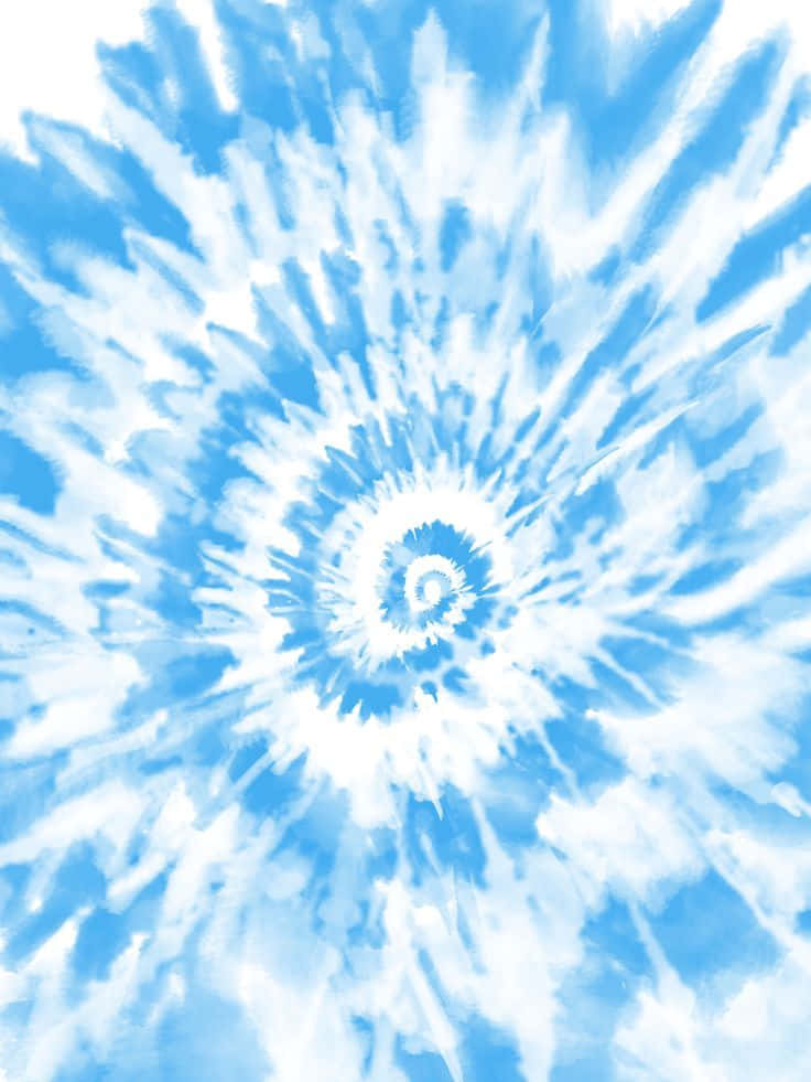 Pastel Tie Dye 桌布 壁紙 — 充滿活力的藍白螺旋扎染圖案從中央漩渦向外輻射。