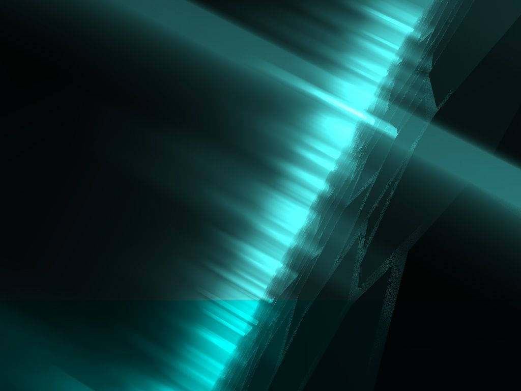 Dark Neon 桌布 壁紙 — 充滿活力的藍綠色光條以對角線劃過黑暗的抽象數位虛空，帶有動態模糊效果。