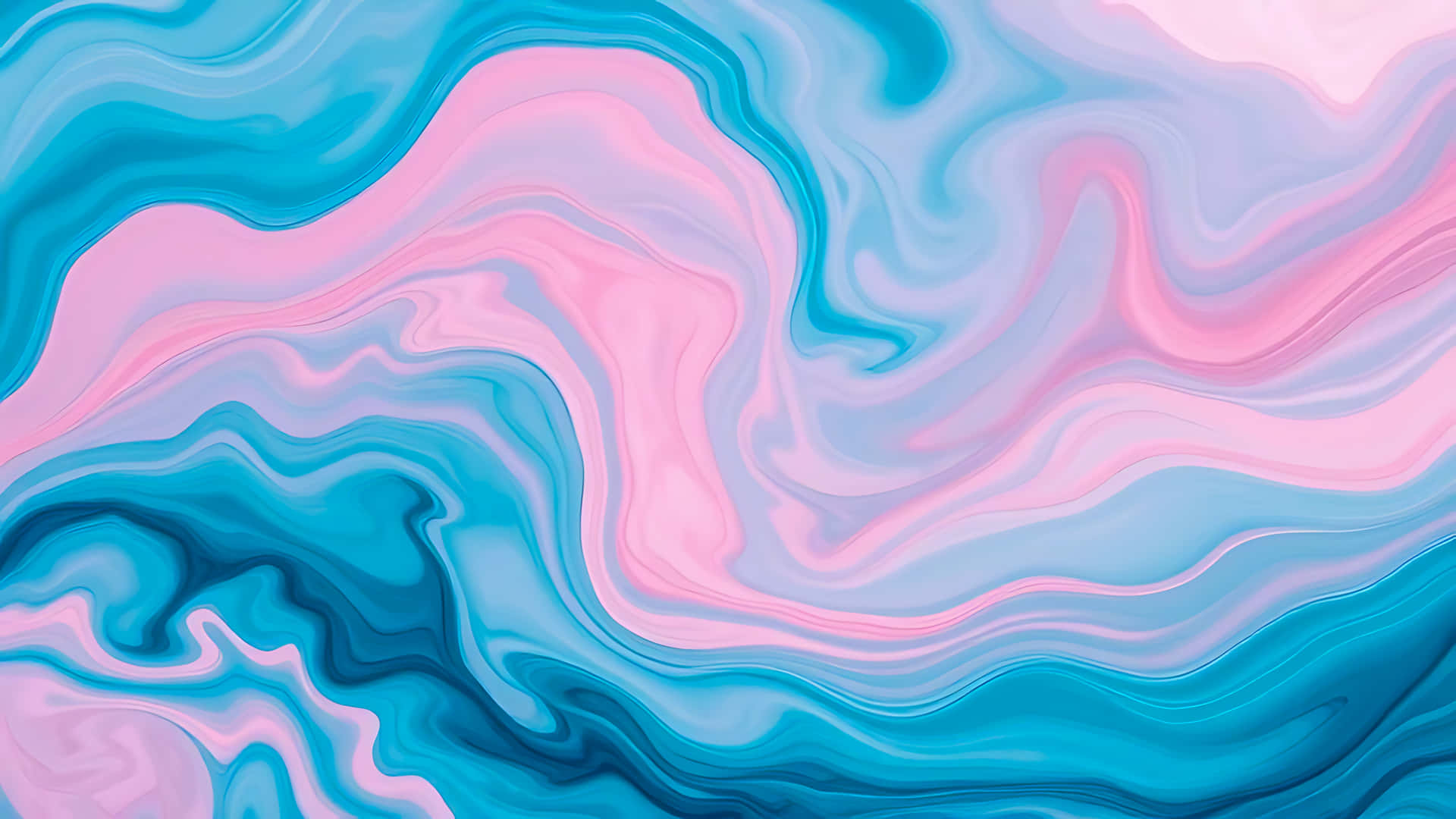 Abstract swirling marble background with pink and blue colors 壁紙 — 充滿活力的藍綠色和柔和粉紅色的漩渦圖案在動態抽象構圖中流暢融合。