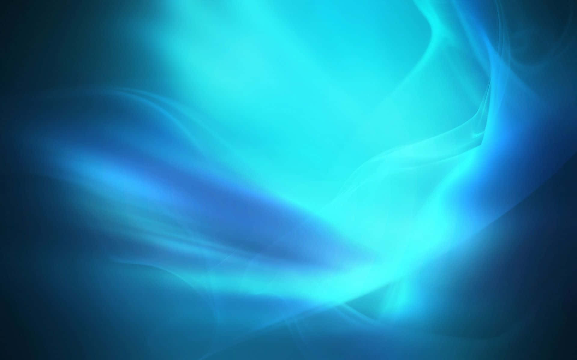 Aqua 桌布 壁紙 — 充滿活力的藍綠色和深藍色空靈波浪在黑暗背景上優雅流動，構成迷人的抽象構圖。