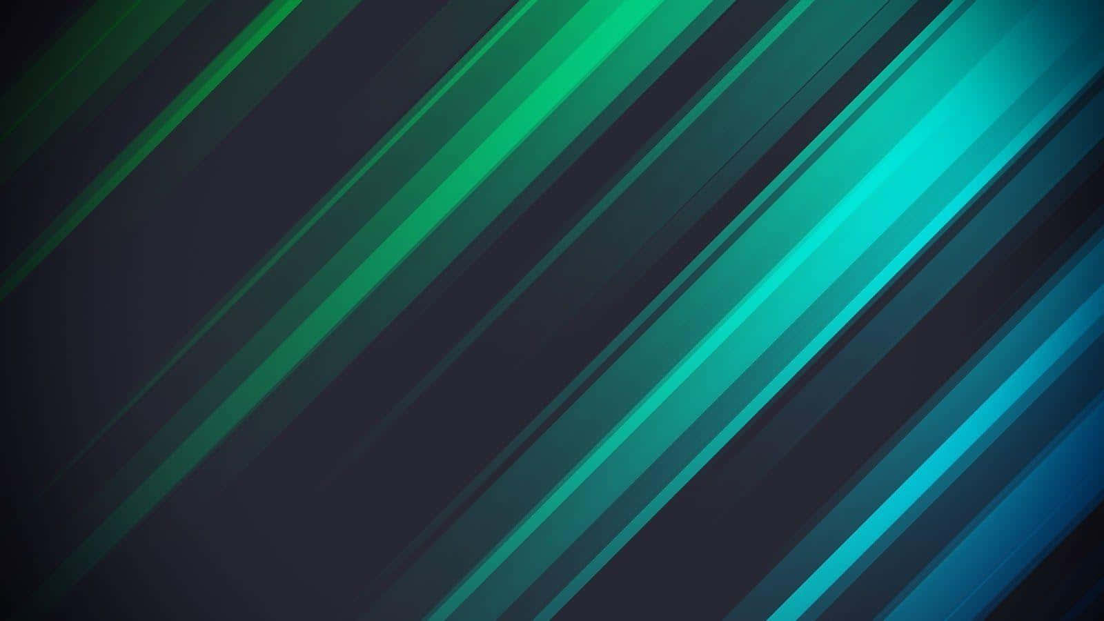 Beautiful Abstract 桌布 壁紙 — 充滿活力的藍綠色和綠色對角線條紋在深色背景上發光，呈現出時尚的數位抽象設計。