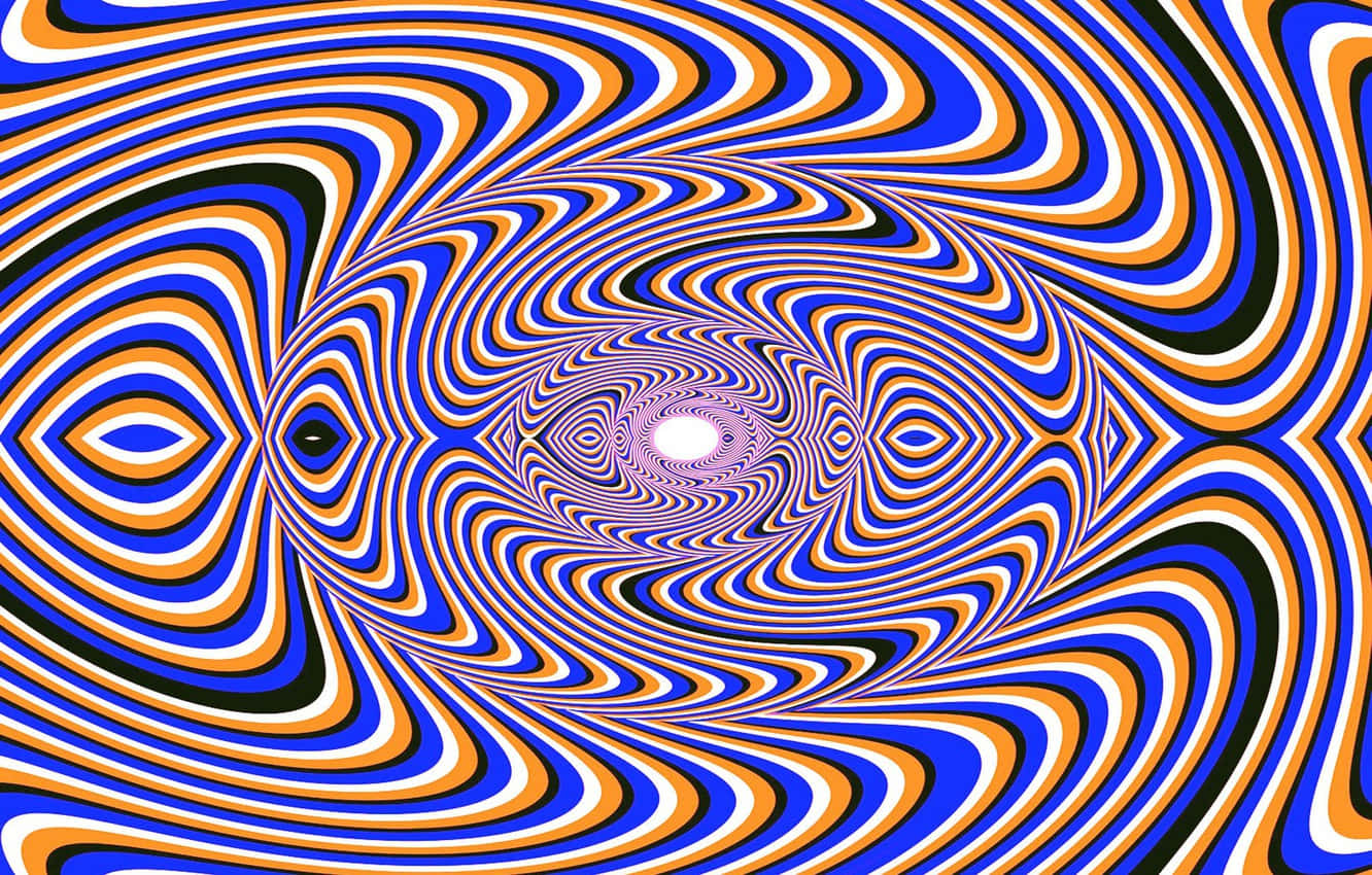 Violet 桌布 壁紙 — 充滿活力的藍色、橙色和白色催眠漩渦，營造出迷人的光學隧道效果。