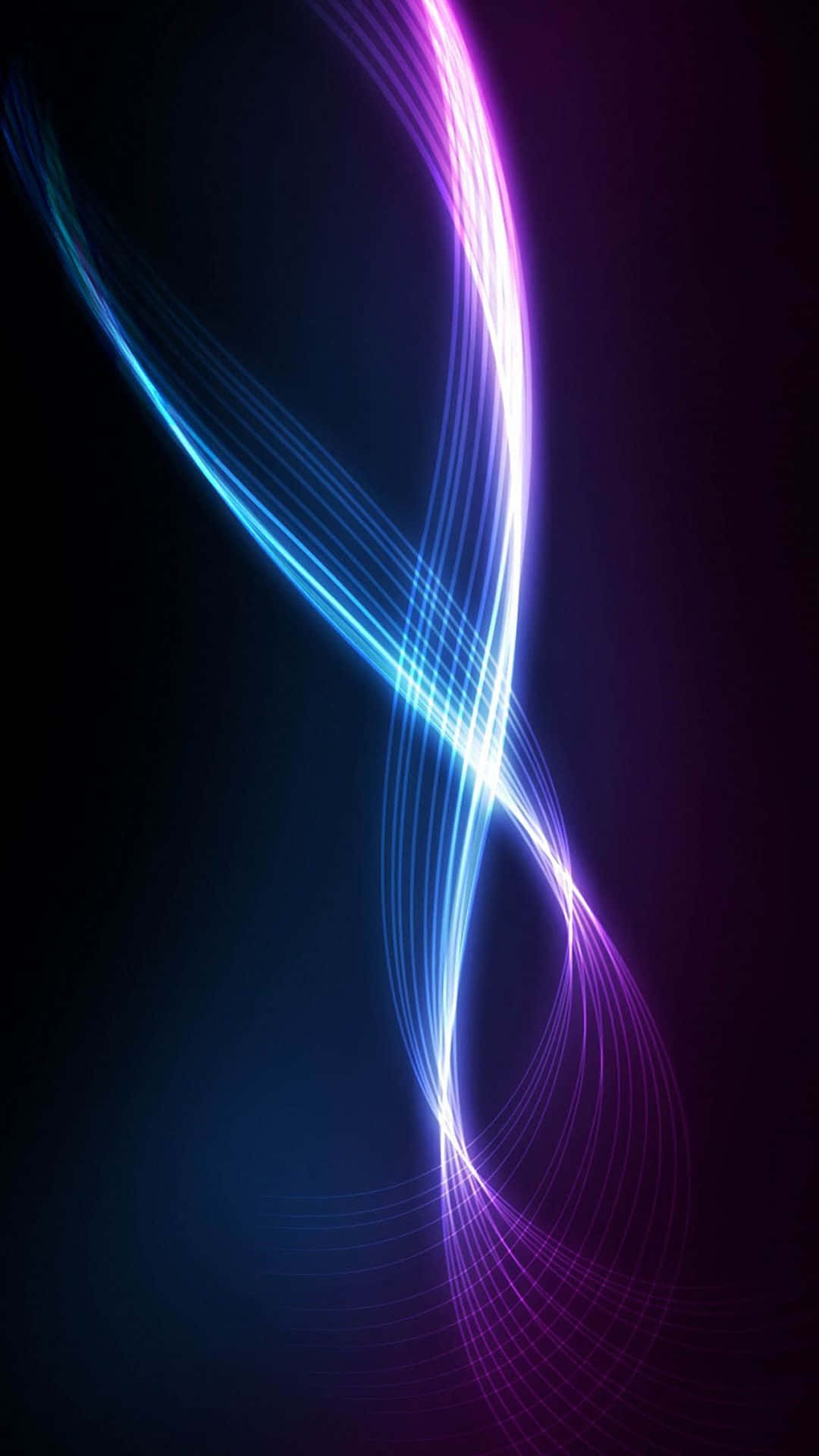 Galaxy S5 桌布 壁紙 — 充滿活力的藍色和紫色光軌在深色背景上優雅地旋轉成曲線。